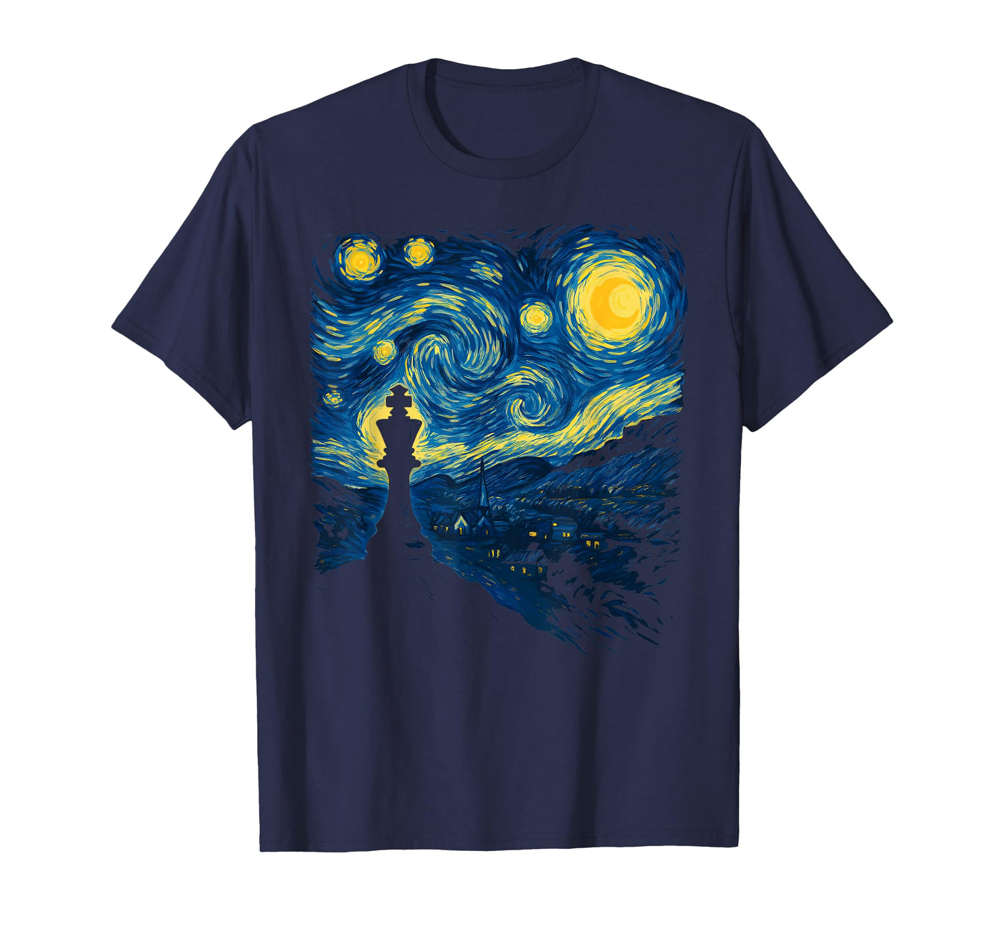 Chess Starry Night Chess Player King Piece Van Gogh Art T-Shirt