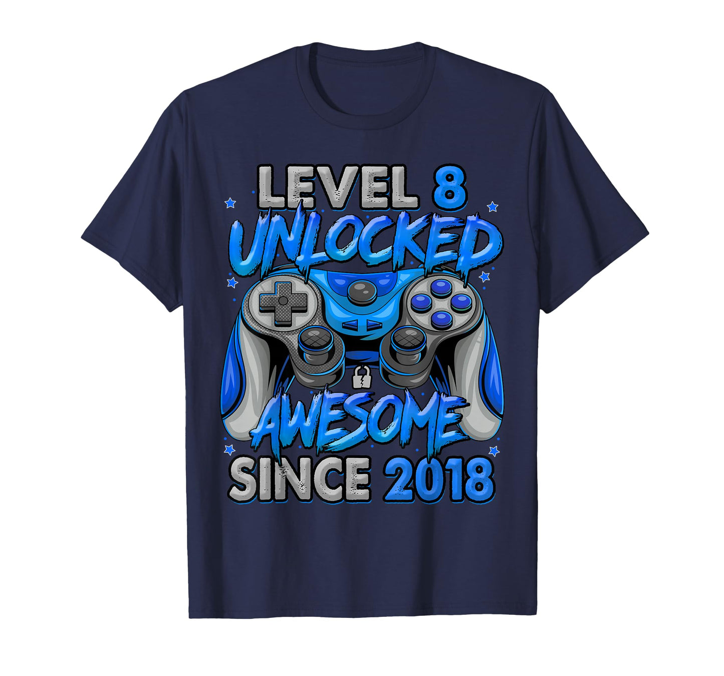 Level 8 Unlocked Awesome Since 2018 8th Birthday Gaming T-Shirt