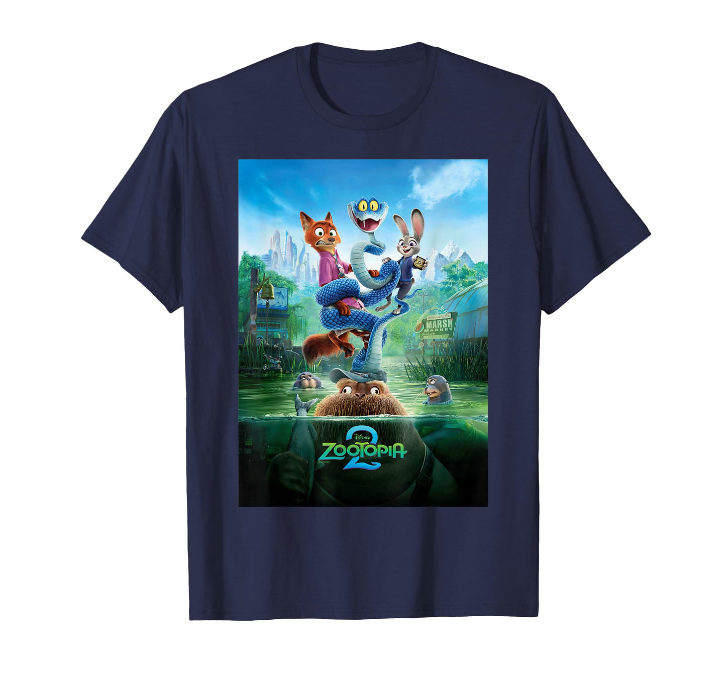 Disney Zootopia 2 Nick Judy Gary & Russ Marsh Market Poster T-Shirt