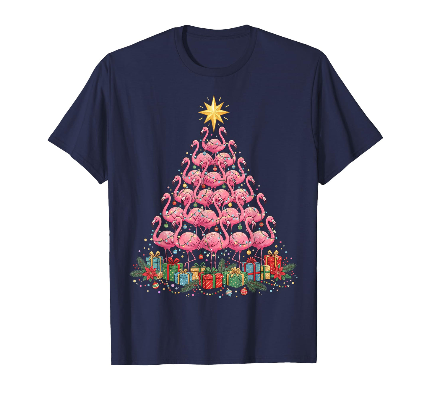 Pink Flamingo Christmas Tree T-Shirt