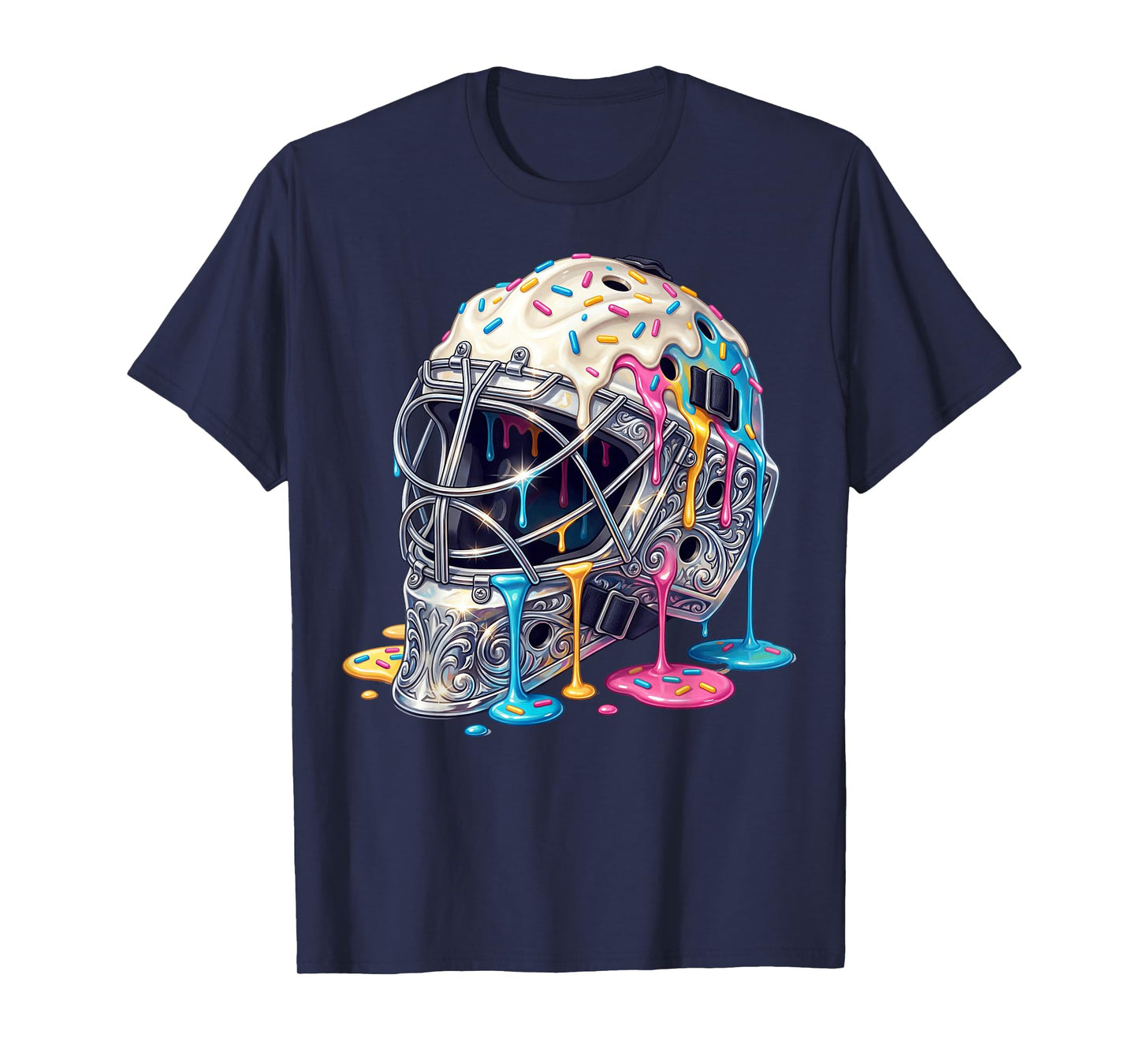 Baseball Catcher Mask Ice Cream Dripping Baseball Boys T-Shirt