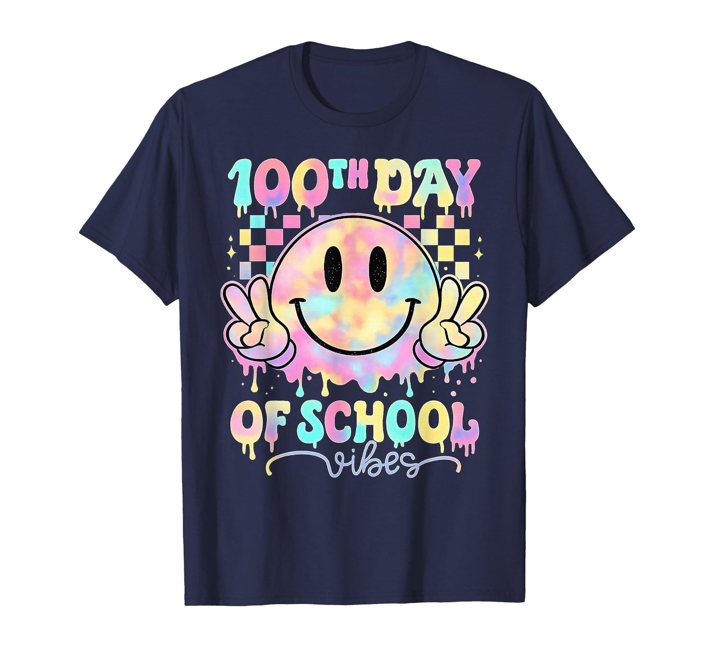 100th Day of School Vibes Drip Smile Face Gifts Kids Teacher T-Shirt