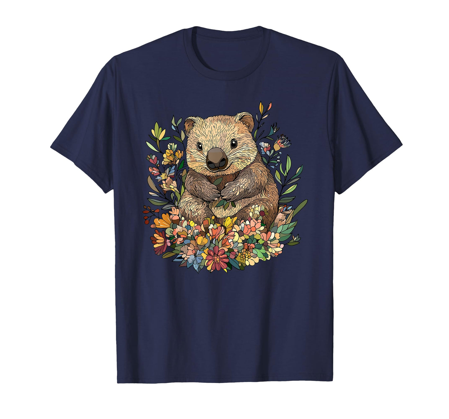 Cute Wombat Surrounded By Flowers T-Shirt
