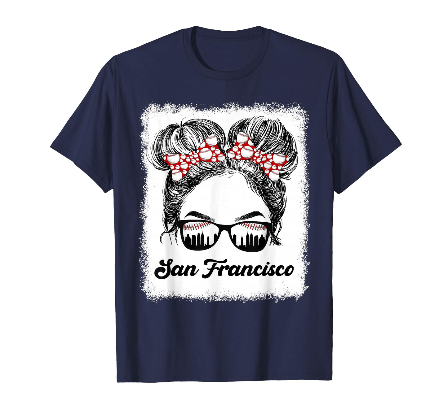 San Francisco Retro Baseball Messy Bun Girl Met At Game Day T-Shirt