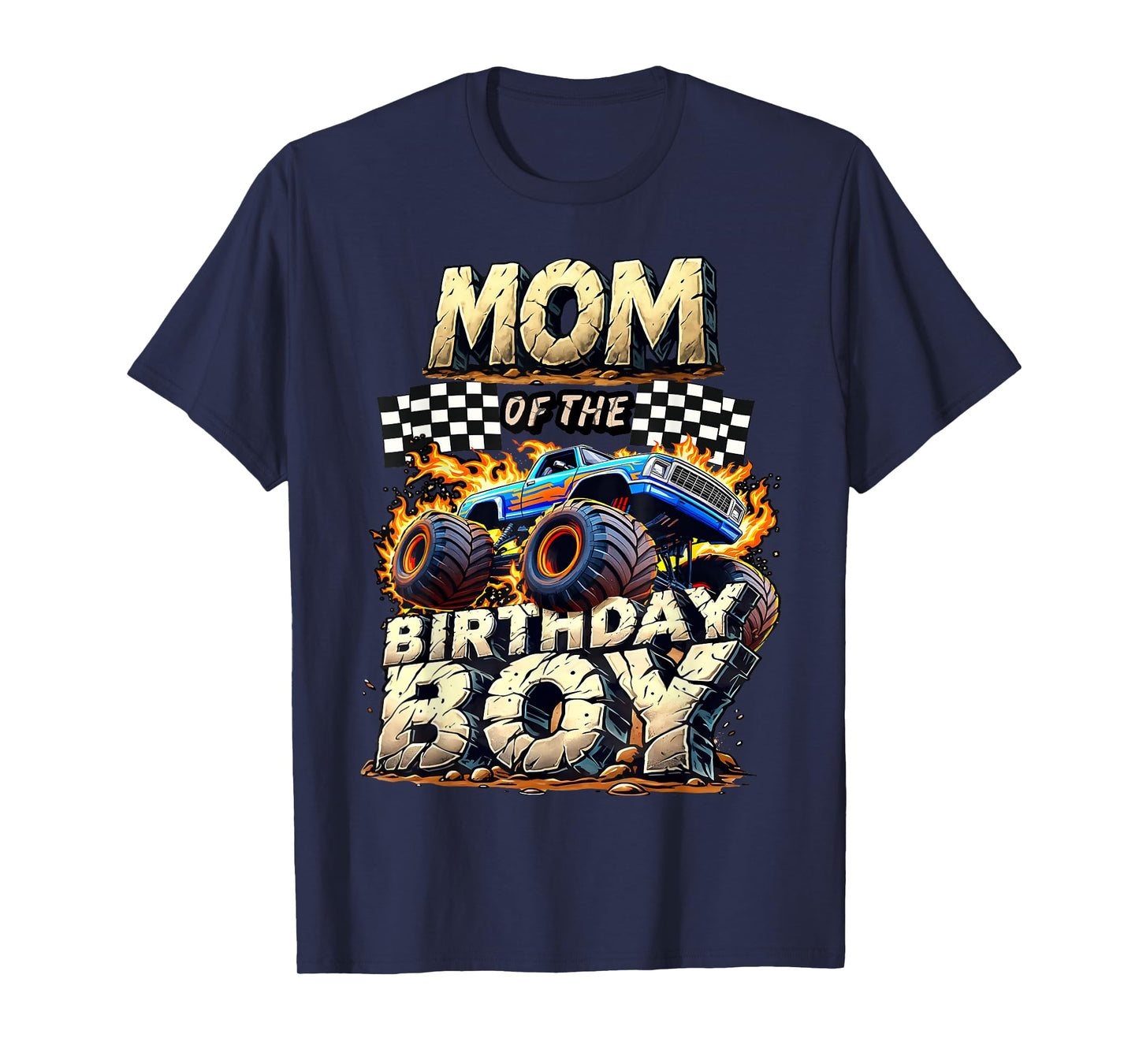 Mom Of The Birthday Boy Monster Truck Family Matching Party T-Shirt