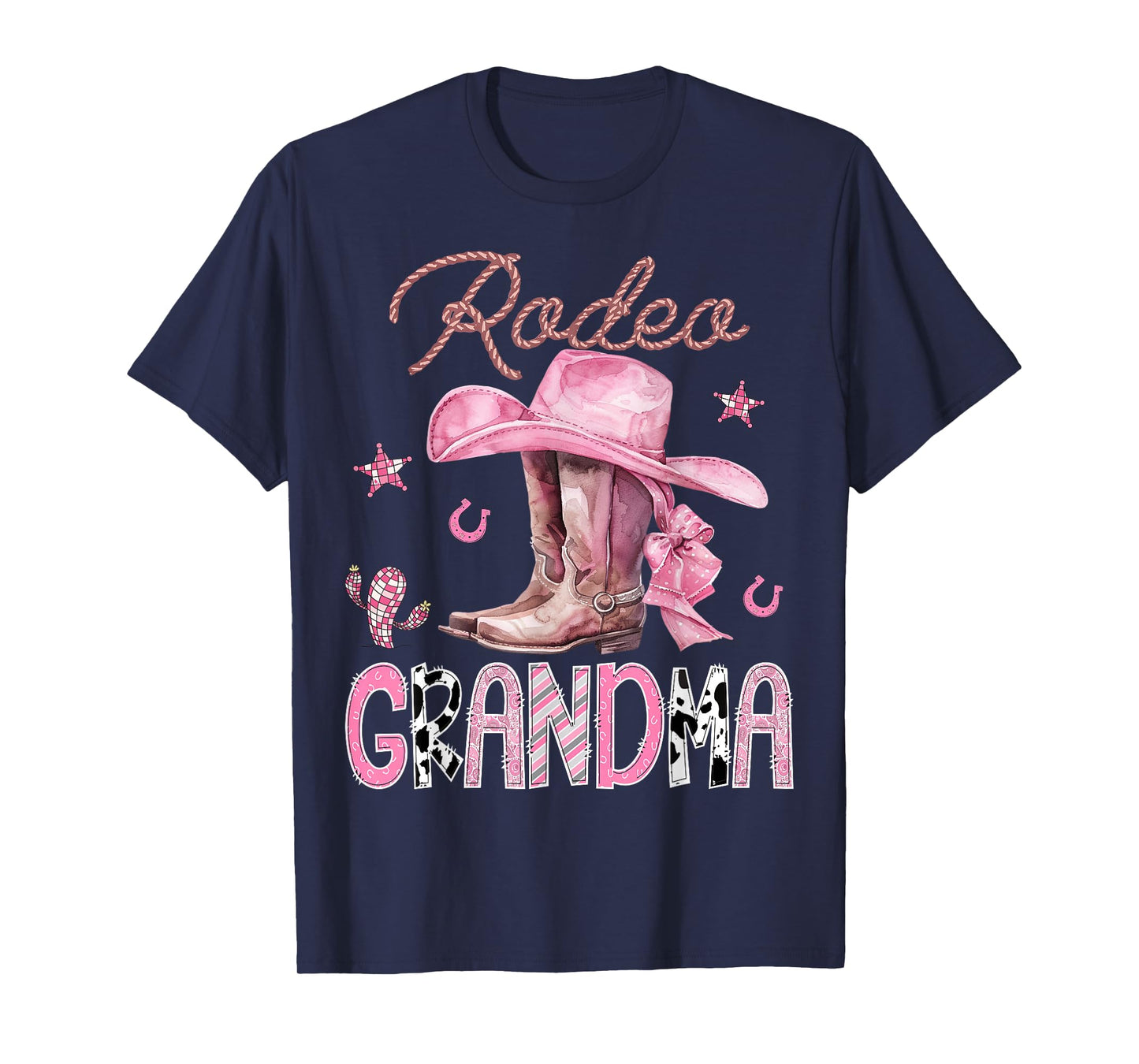 Rodeo Grandma Pink Boots Coquette CowGirl Birthday Party T-Shirt