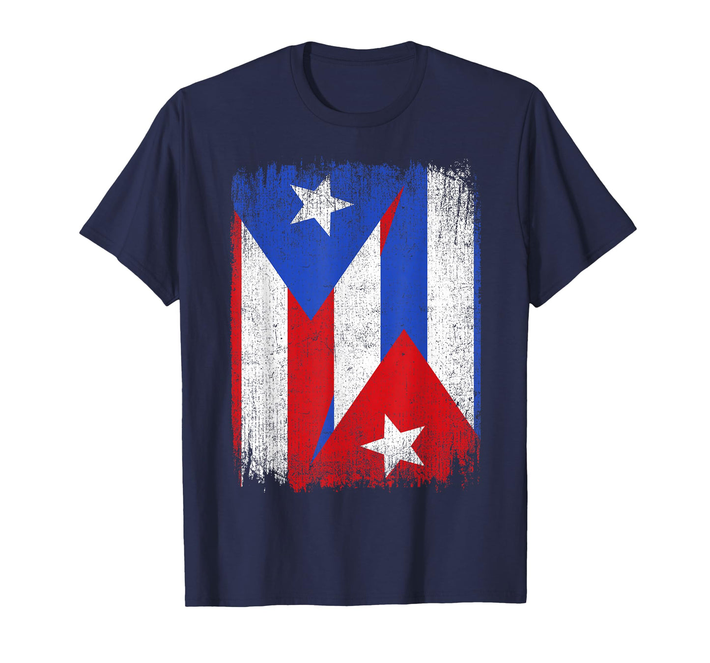 Half Puerto Rico Cuba Flag Cuban Pride Roots T-Shirt
