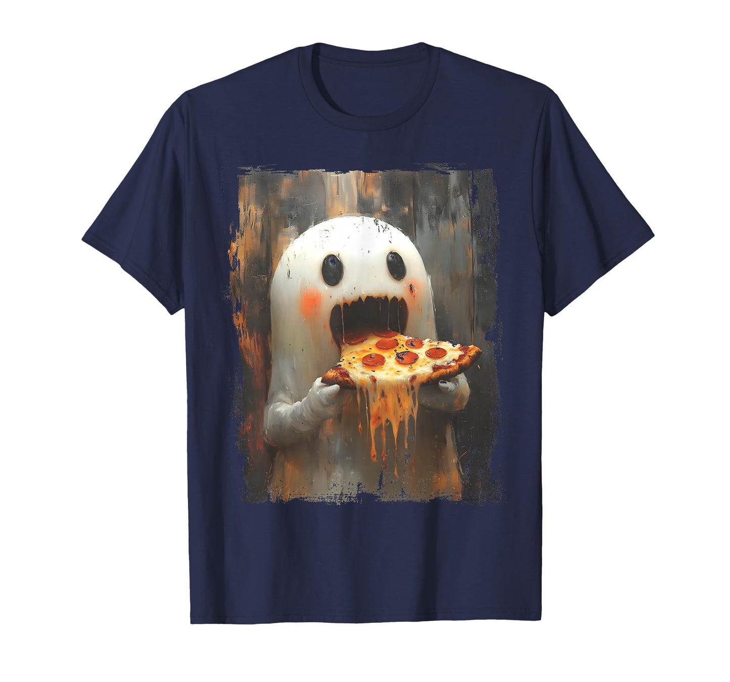 Cute Pizza Ghost Eating Pizza Funny Halloween Food Lovers T-Shirt