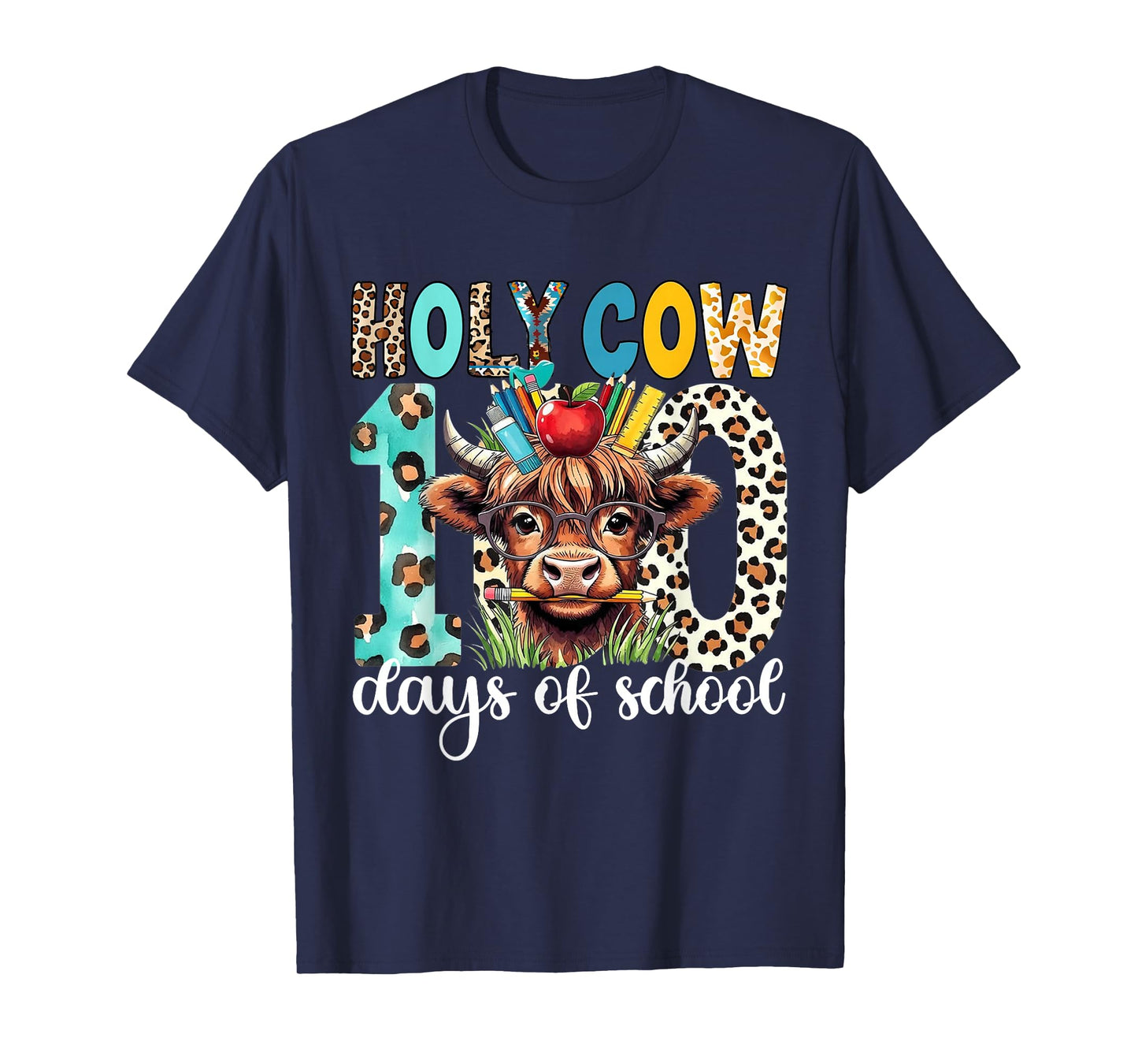 Holy Cow 100 Days of School Teachers Boys Girls Cow Lovers T-Shirt