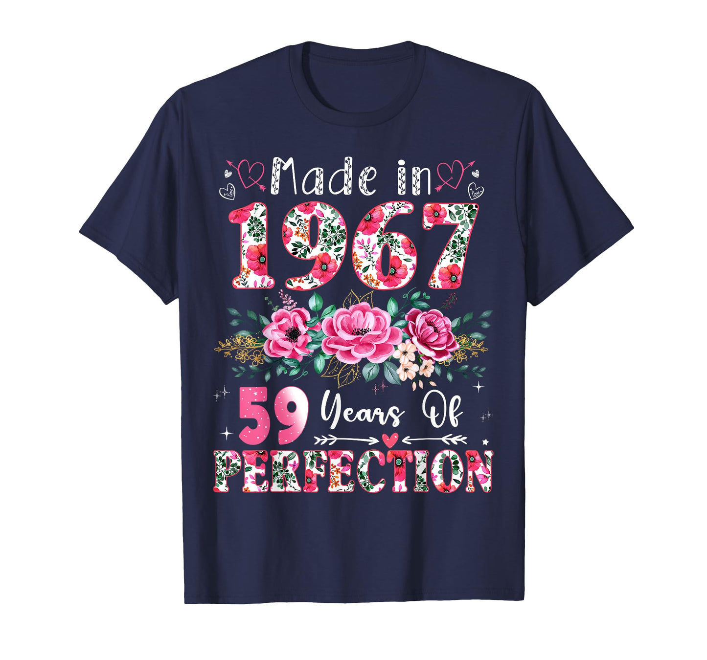 59 Year Old Made in 1967 Floral 59th Birthday Women T-Shirt