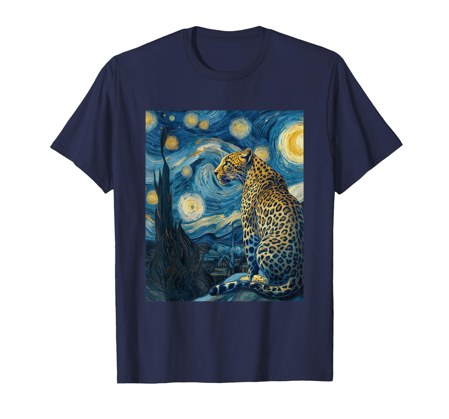 Leopard Van Gogh Style Starry Night Funny Graphic T-Shirt