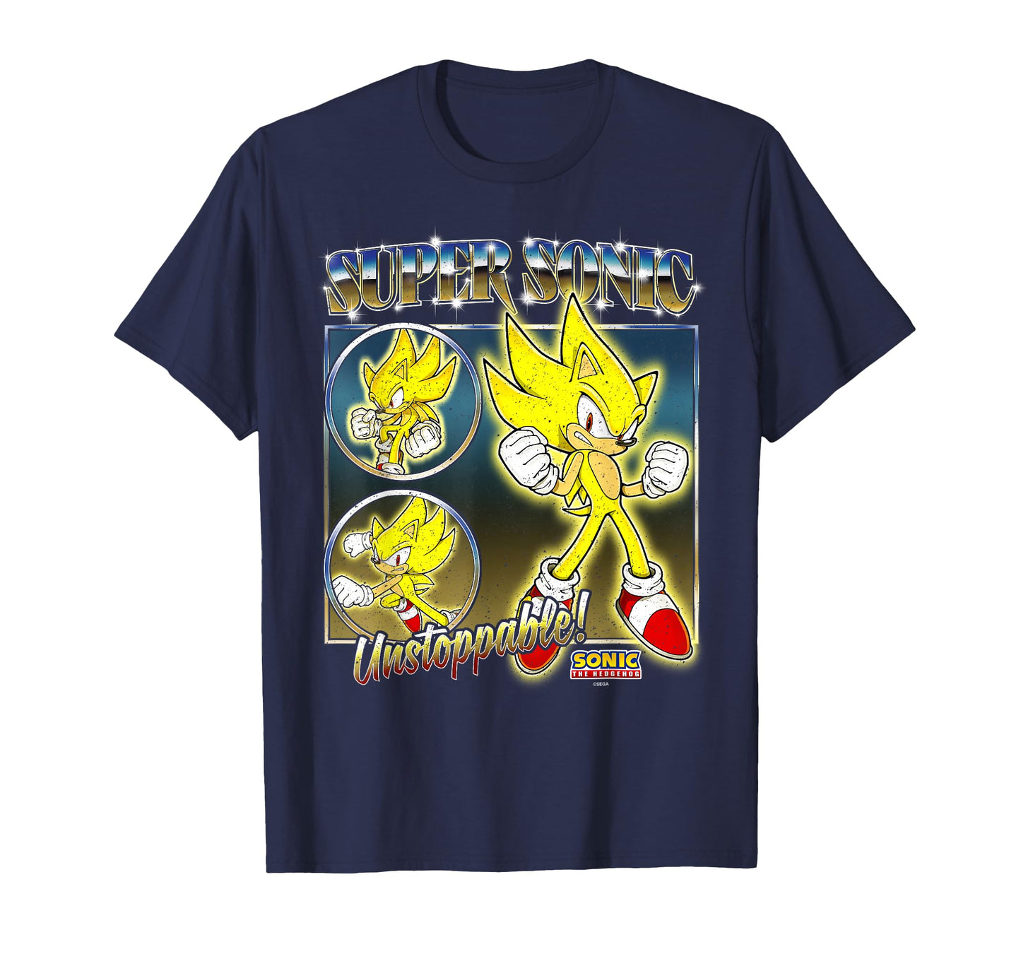 Sonic The Hedgehog Super Sonic Unstoppable! Distressed T-Shirt