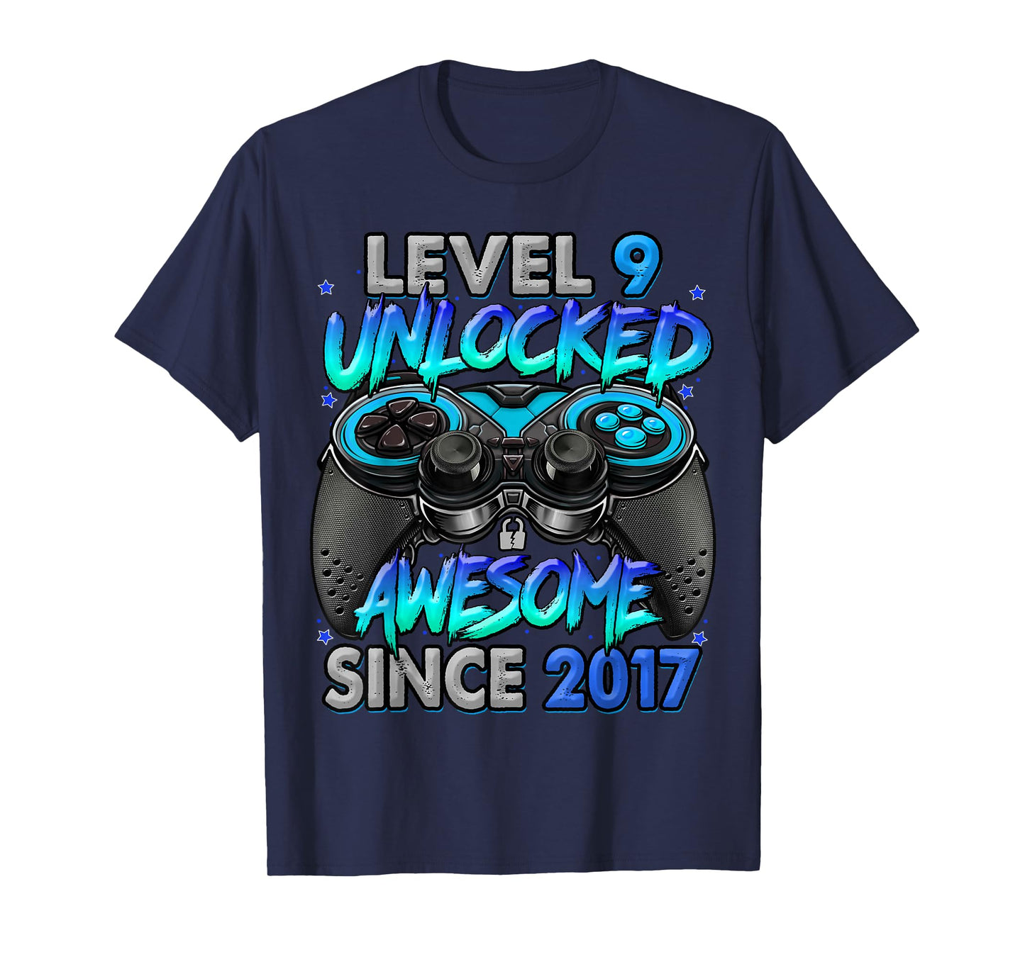 Level 9 Unlocked Awesome Since 2017 9th Birthday Gaming T-Shirt