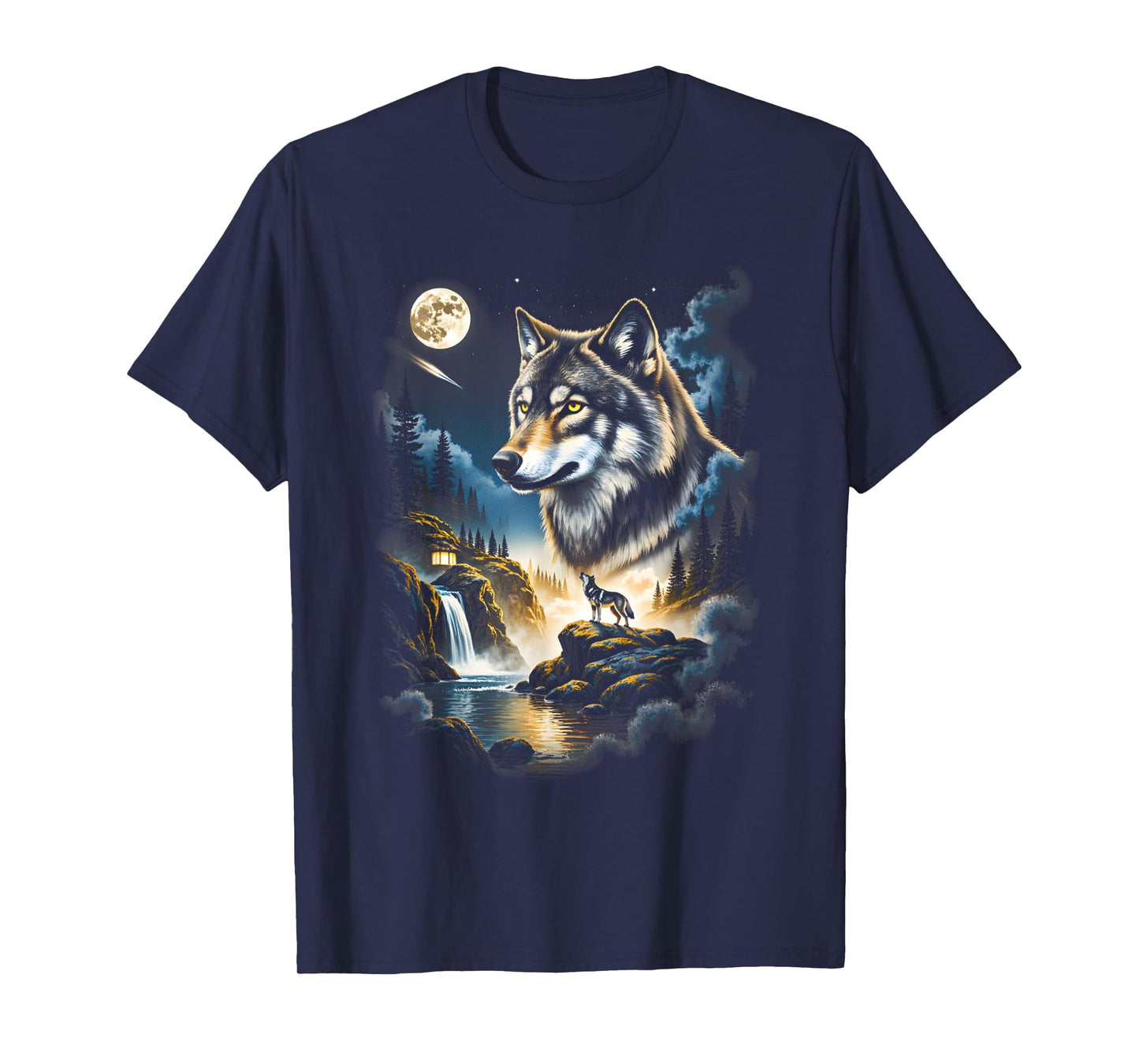 Grunge Retro Howling Wolf Vintage 90s Nature Galaxy T-Shirt