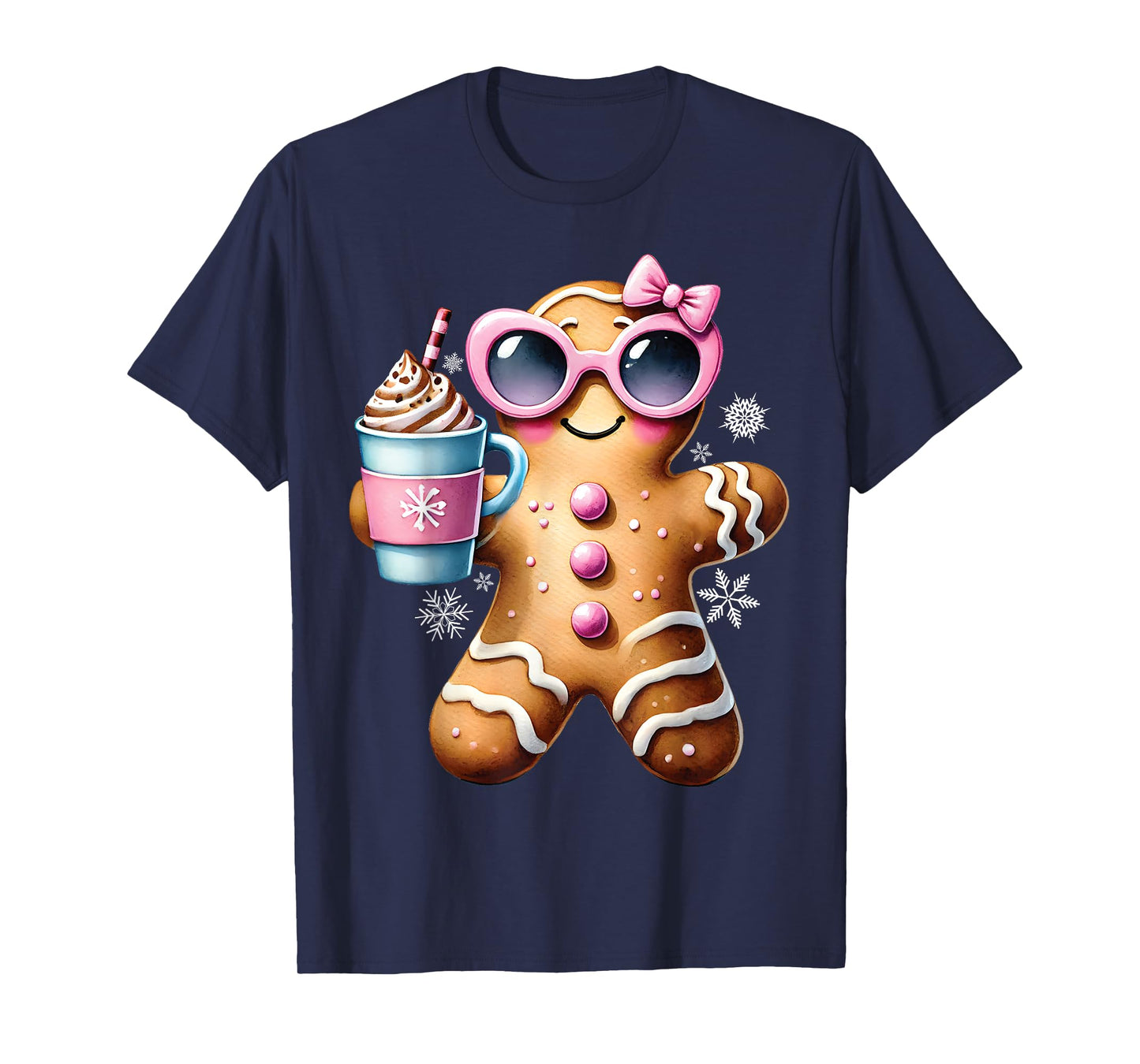 Gingerbread Drinking Hot Chocolate Bougie Women Christmas T-Shirt
