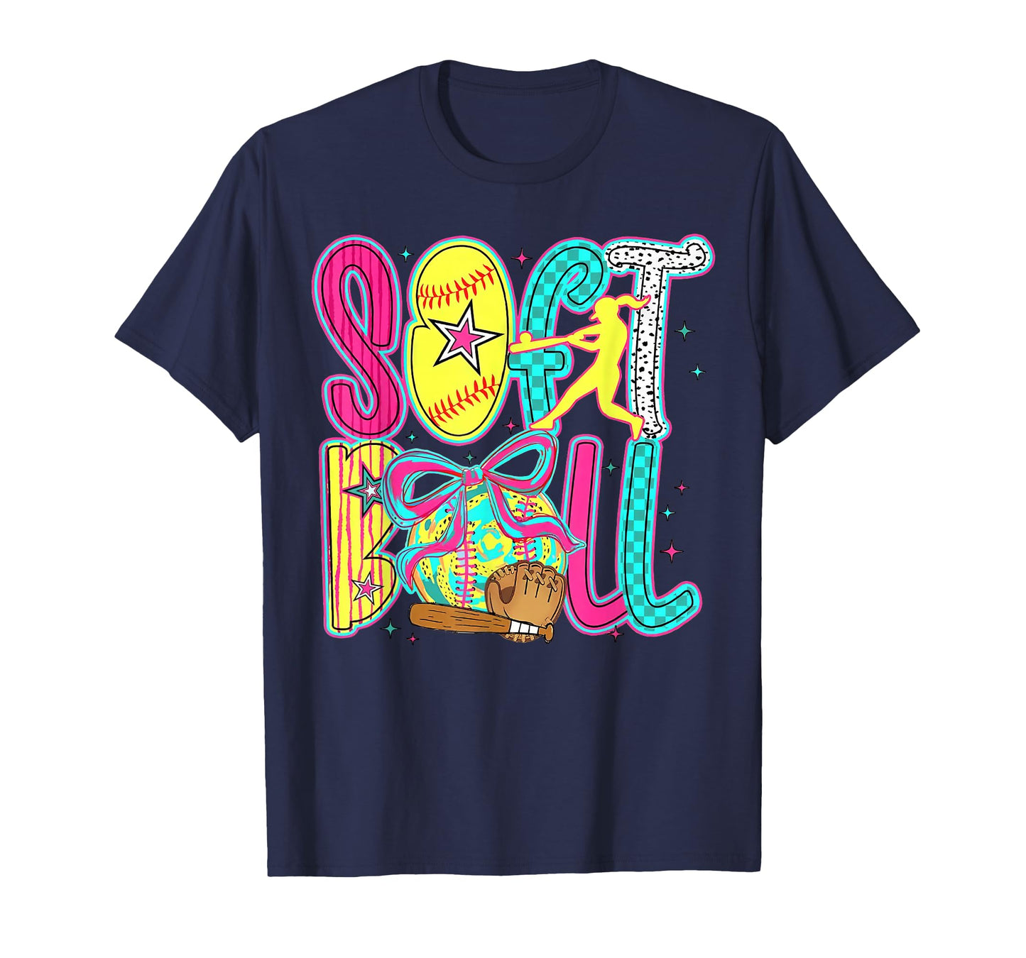 Softball Coquette Bow Game Day Softball Vibes Women Girls T-Shirt