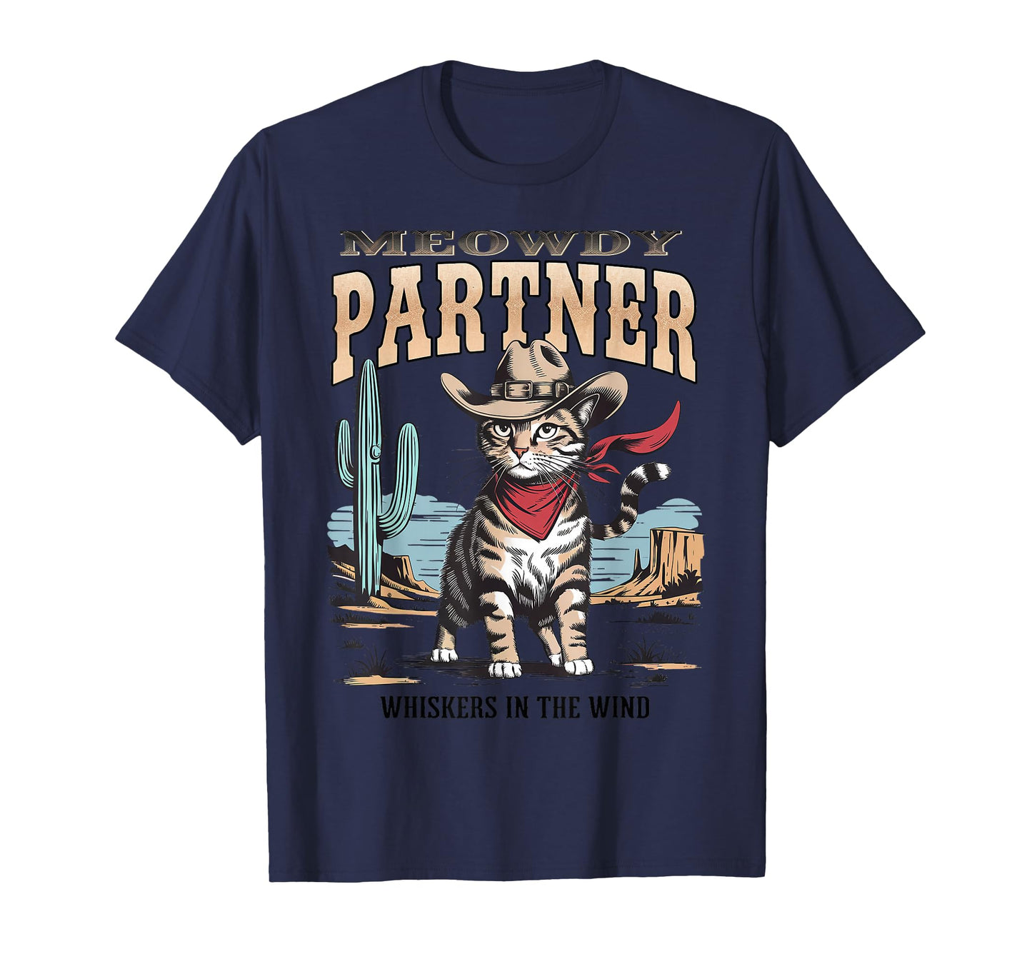Vintage Cat Meowdy Partner Cowboy Gifts For Men Women Kid T-Shirt