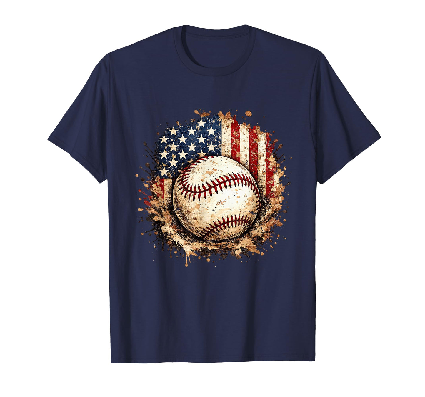 Patriotic Baseball American Flag Vintage T-Shirt