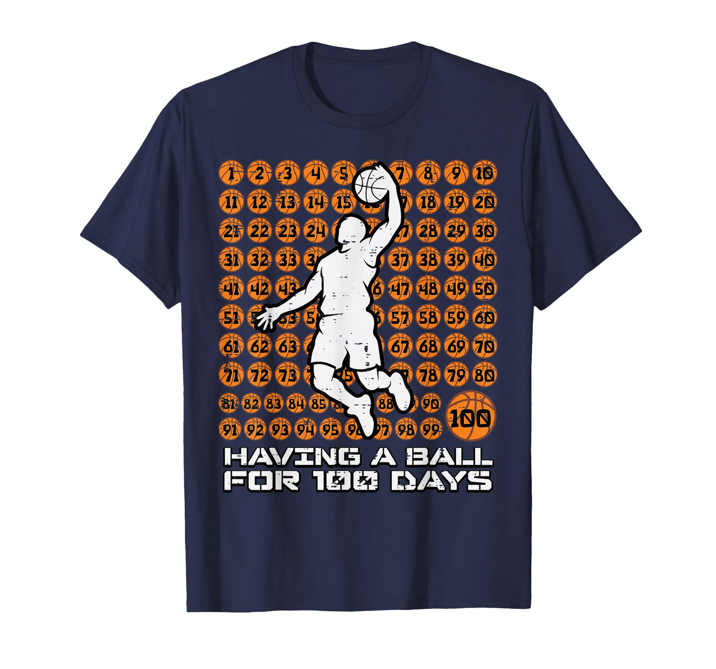 Having Ball 100 Days of School Basketball 100th Day Boy Kids T-Shirt