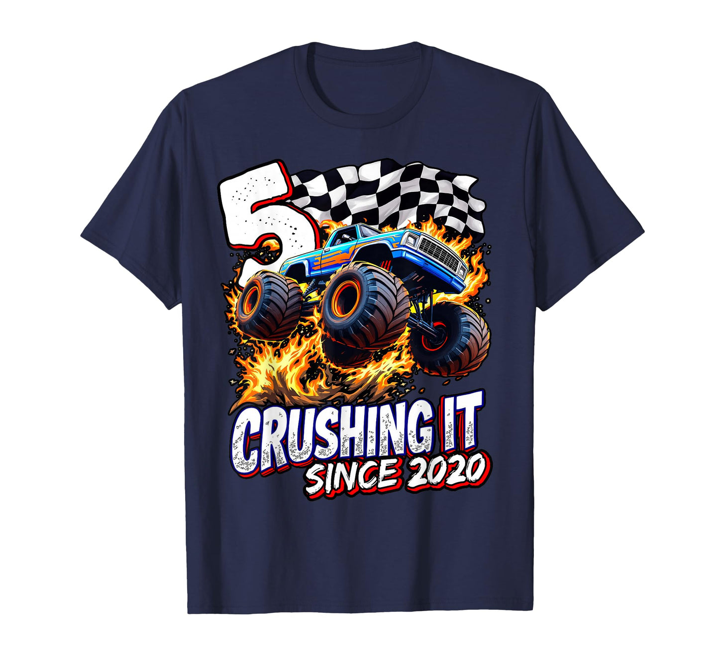 Birthday Monster Truck 5 year Old Boys 5th Party Born 2020 T-Shirt