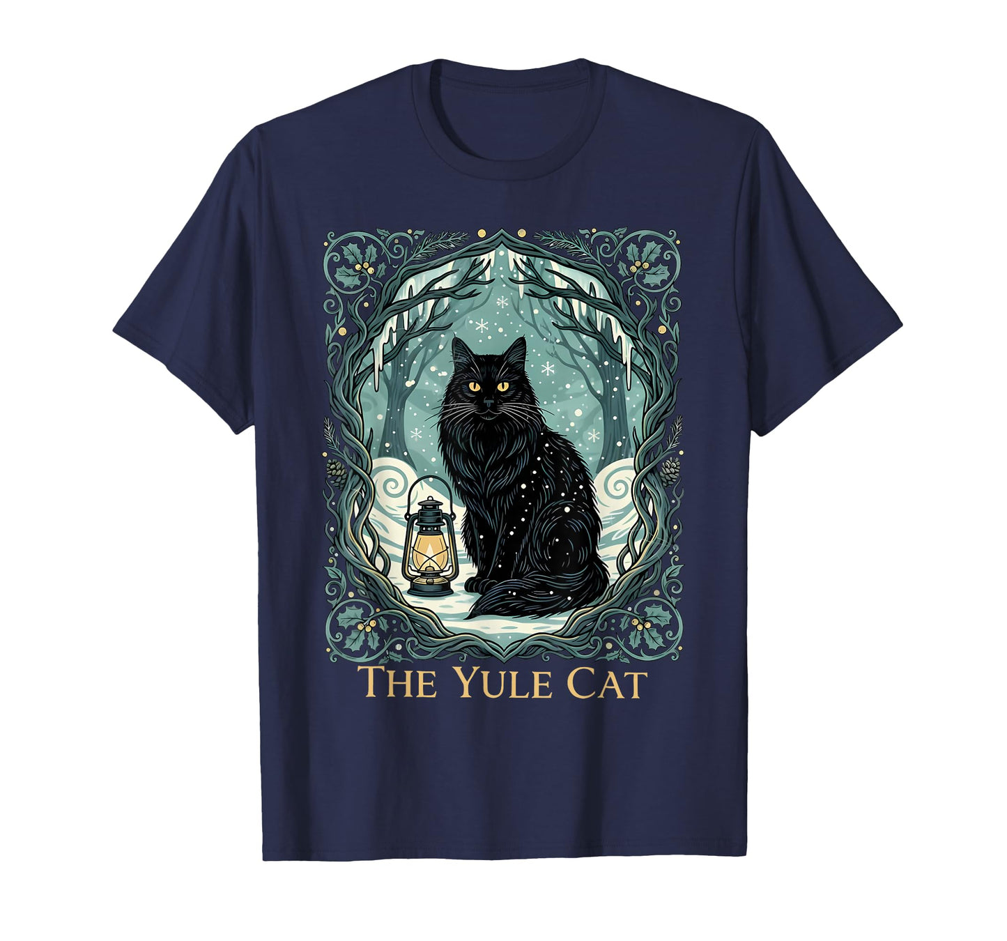 Creepmas Vintage The Yule Cat Tarot Card Dark Christmas T-Shirt