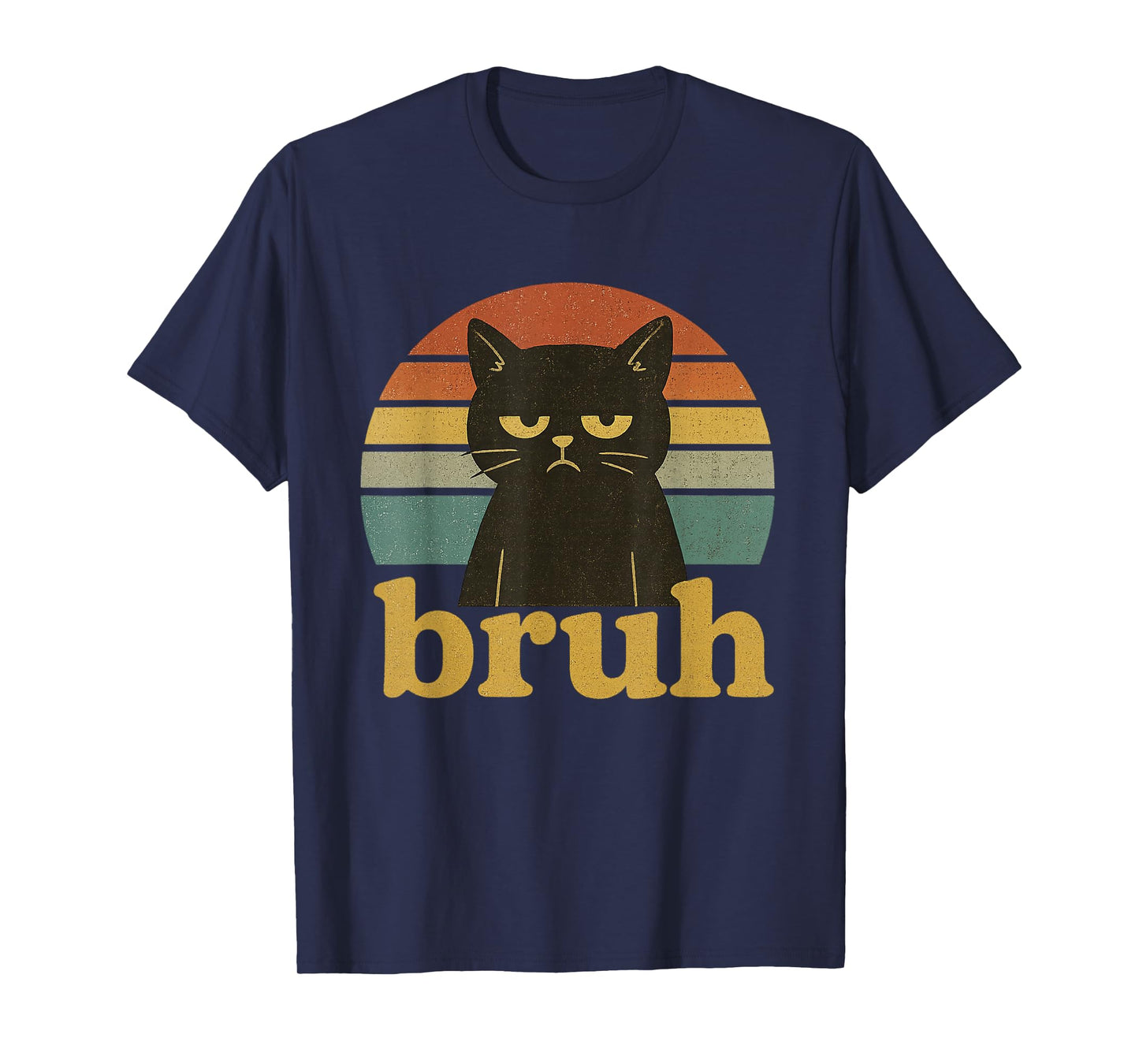 Funny Meme saying Bruh Retro Cat T-Shirt