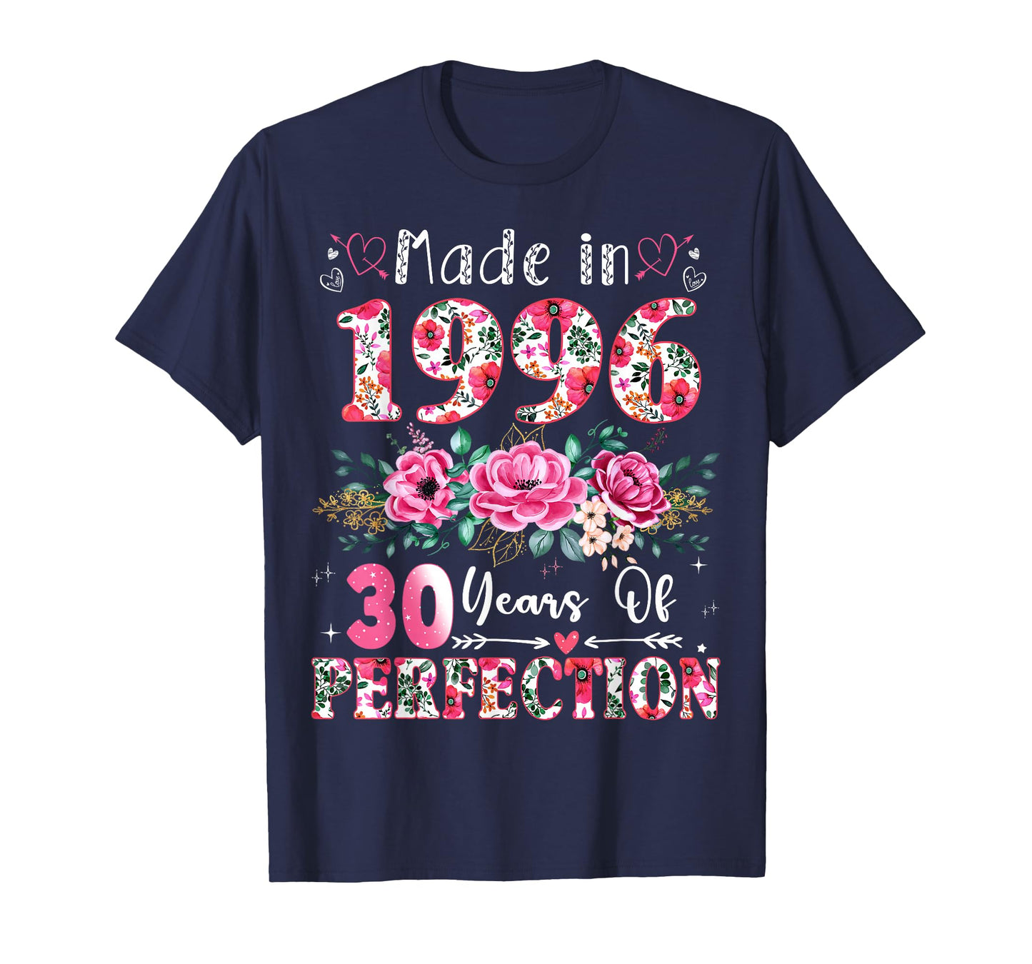 30 Year Old Made in 1996 Floral 30th Birthday Women T-Shirt