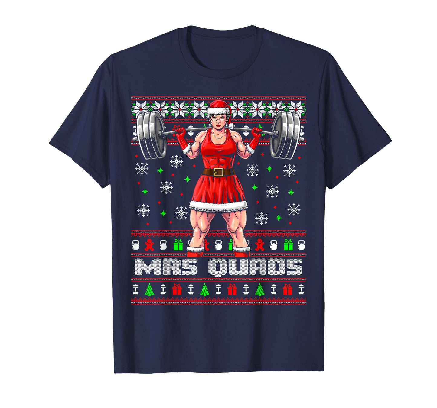 Mrs Quads Funny Christmas Workout Shirt Lifting Gym Sweater T-Shirt