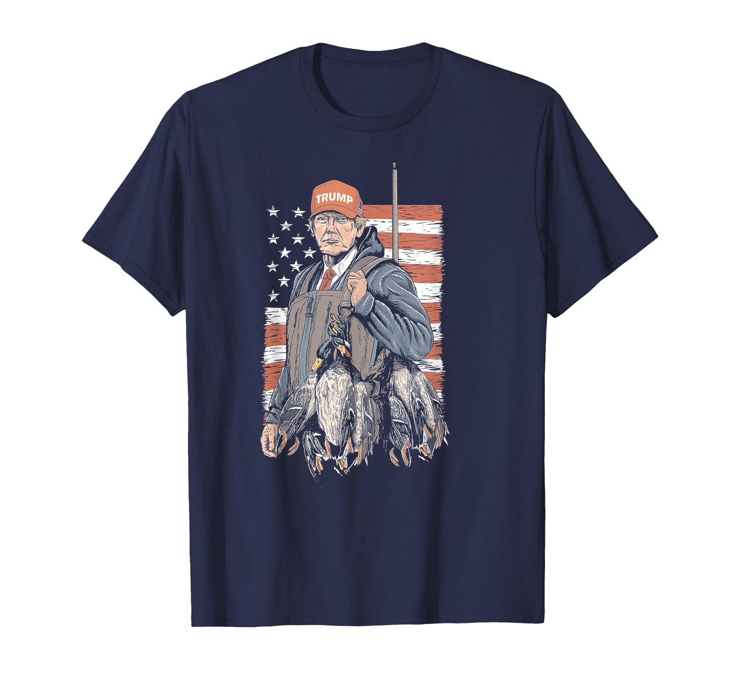 Duck Hunting Trump Camo Hello Hunting Season US Flag T-Shirt