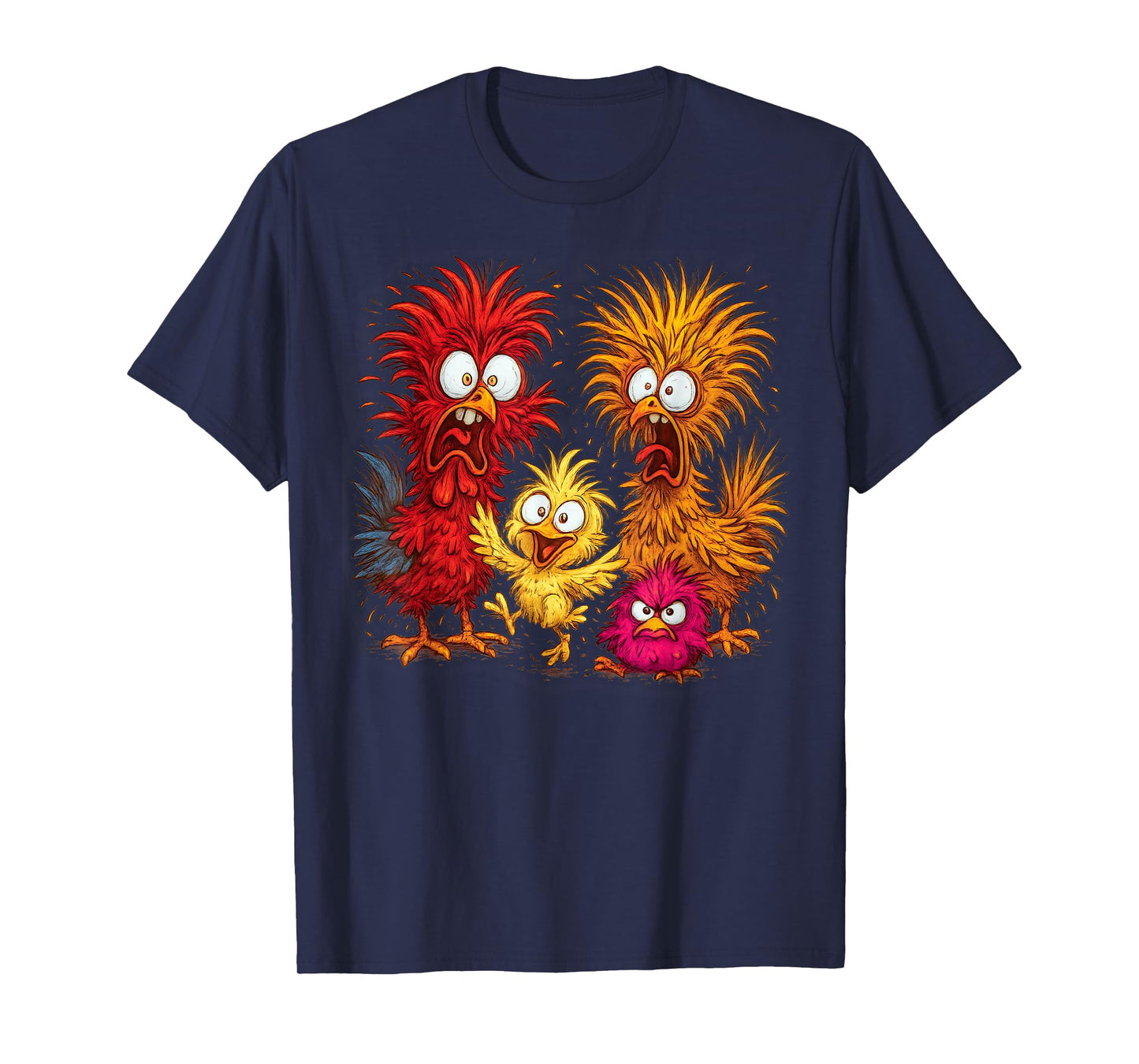 Funny Chicken Family, Crazy Chicken Cartoon Graphic Humor T-Shirt
