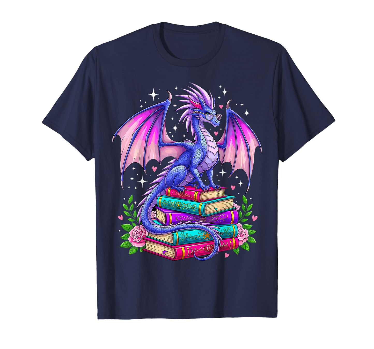 Fantasy Dragon Reading Books Bookworm T-Shirt
