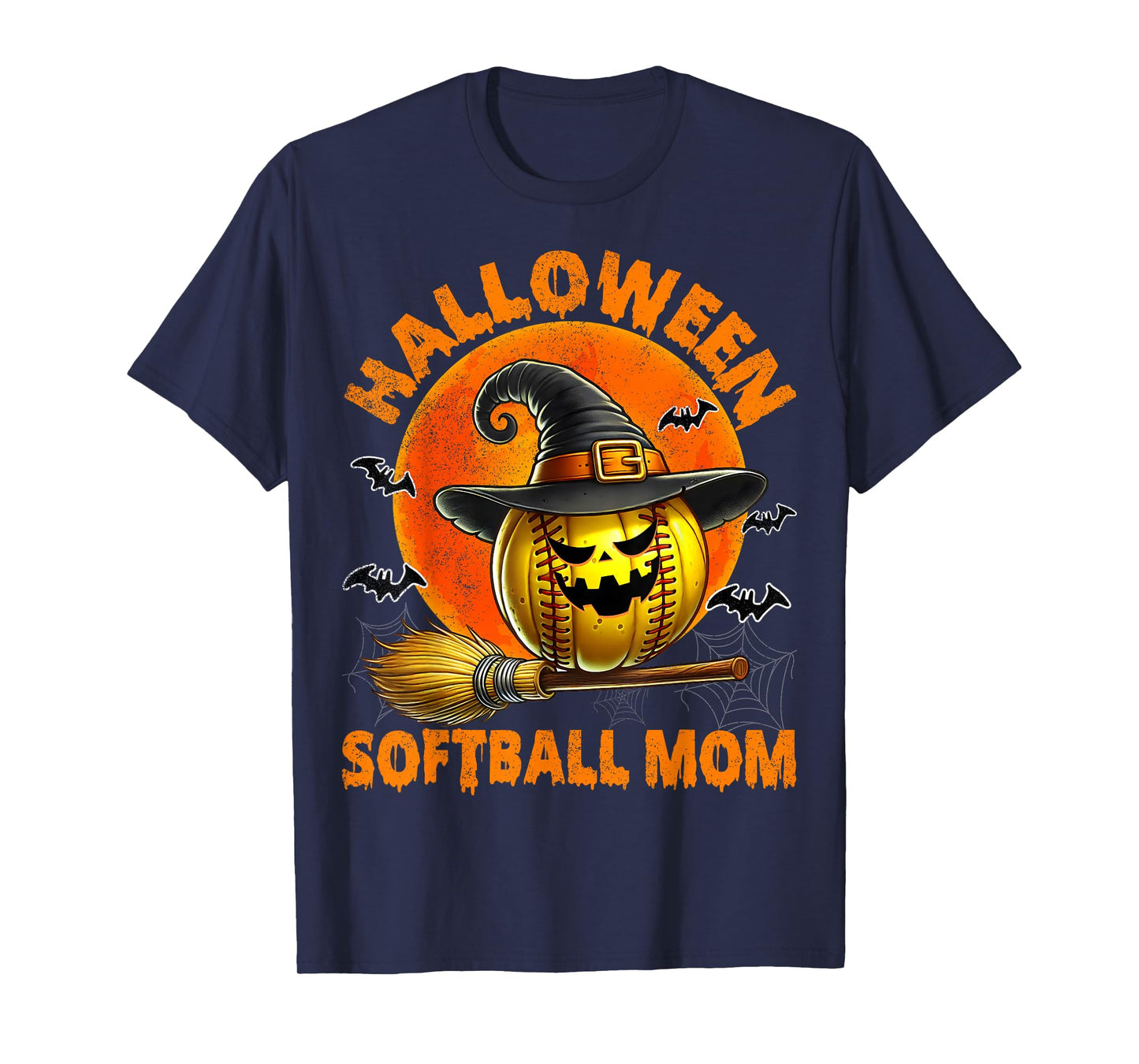 Halloween Softball Mom Spooky Halloween Pumpkin Softball Mom T-Shirt