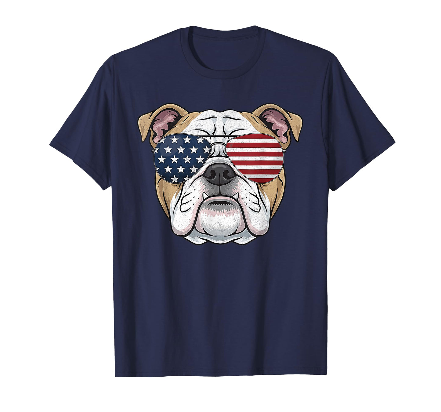 Bulldog Animal Graphic with USA Sunglasses T-Shirt