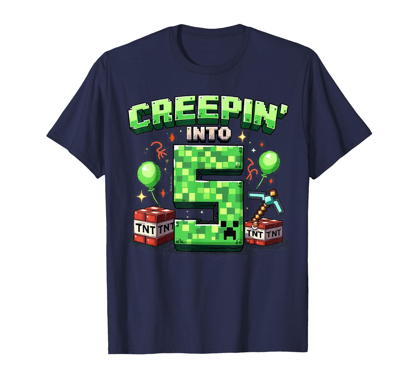 It's My 5th Birthday Boy Gamer Creepin’ Into 5 Gamer Pixel T-Shirt
