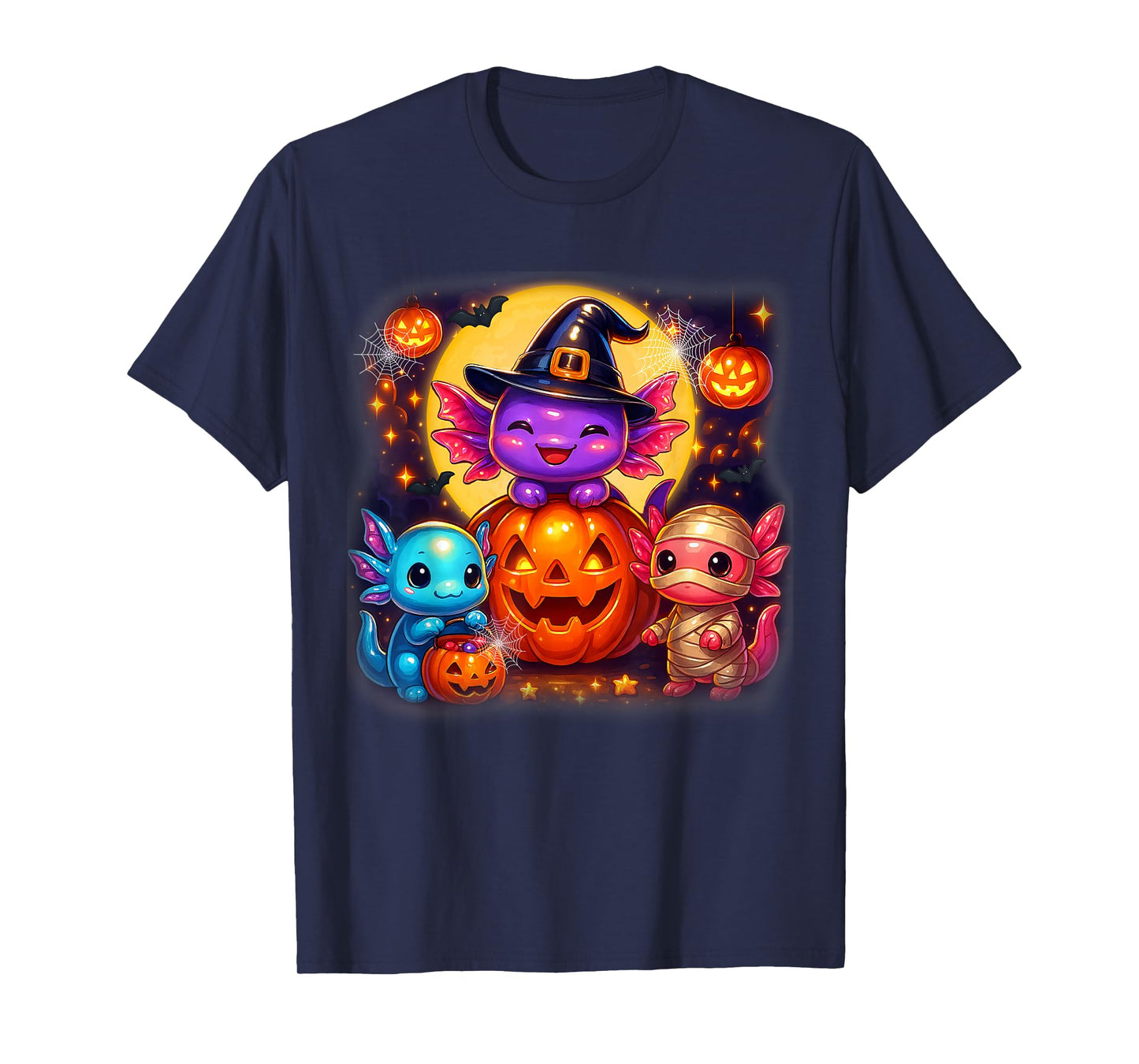Cute Axolotl Jack O Lantern Halloween Costumes Boys Girls T-Shirt