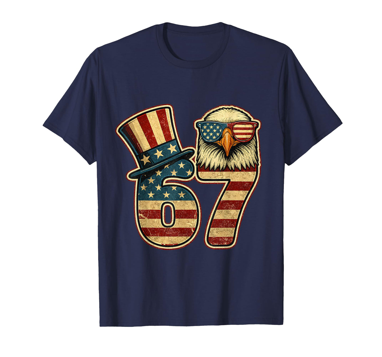 67 Six Seven Eagle Outfit for 4th of July Patriotic USA Flag T-Shirt