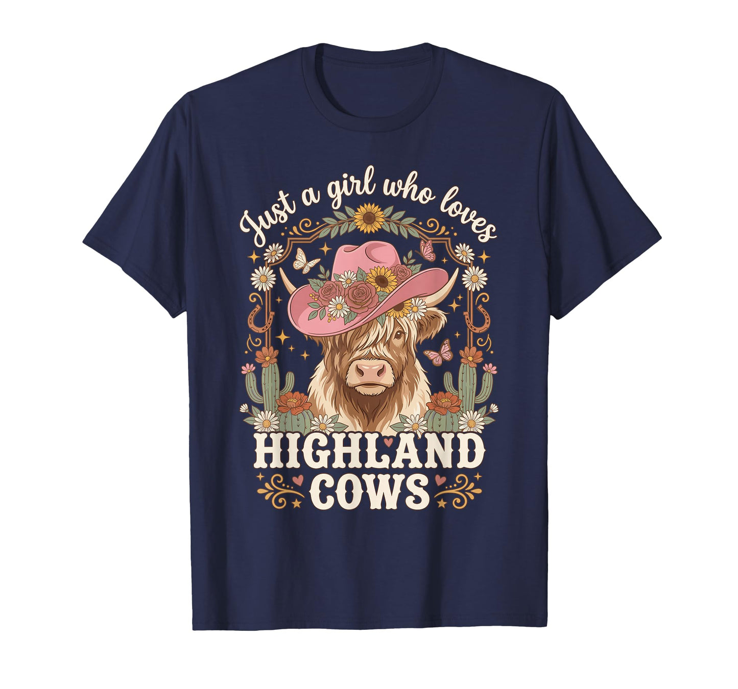 Just A Girl Who Loves Highland Cows Moo Western Boho Rancher T-Shirt