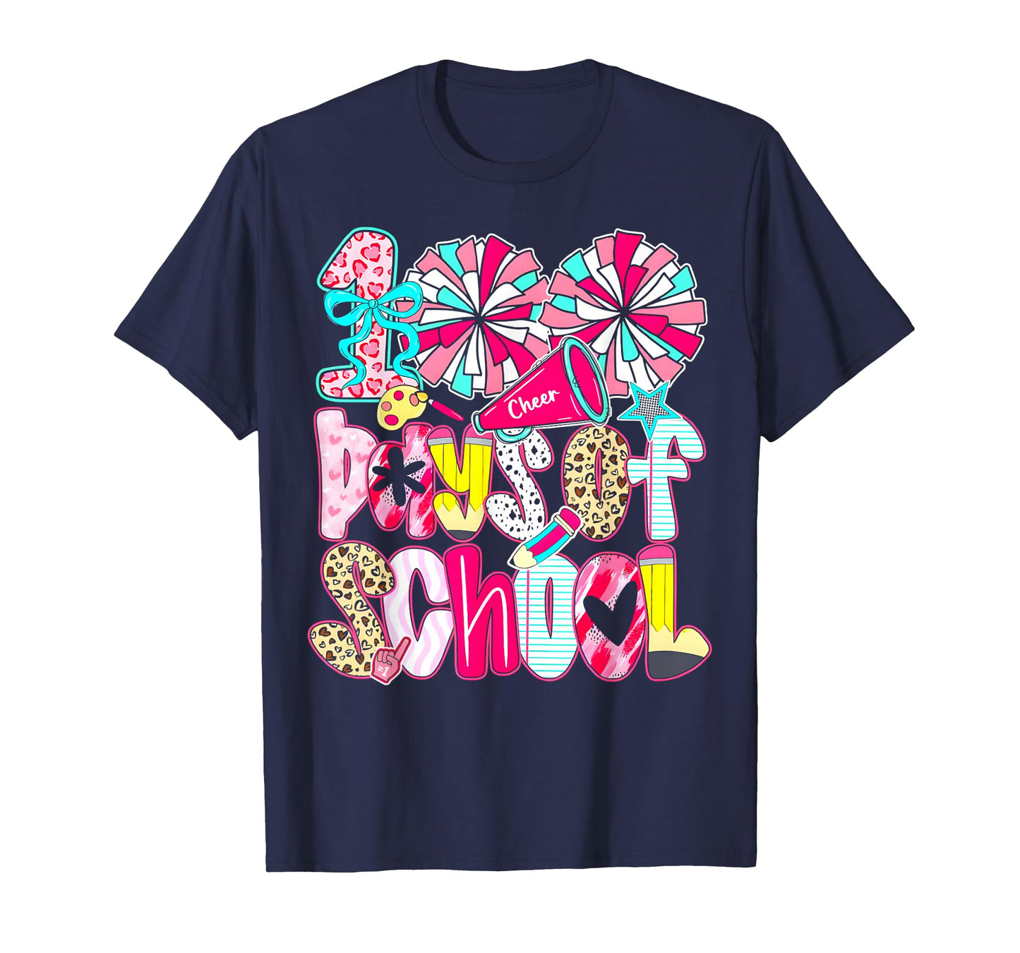 100 Days of School Cheer Teachers Kids 100th Day of School T-Shirt