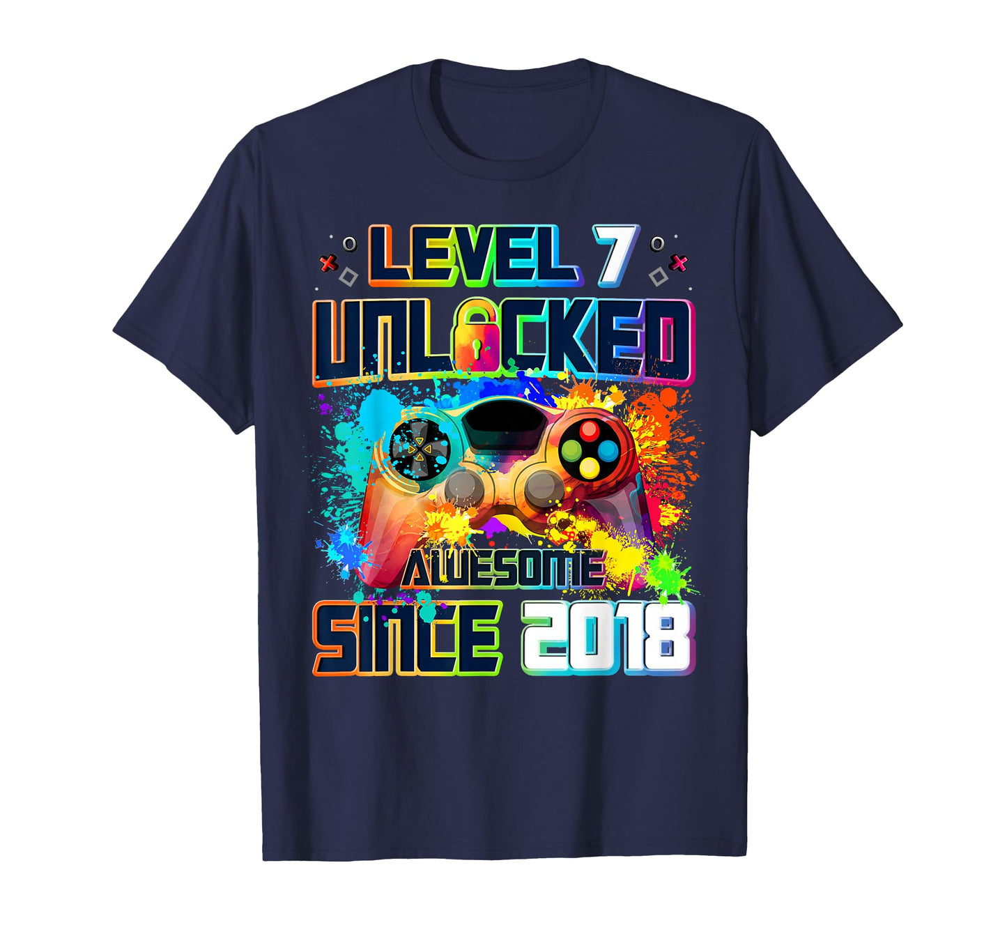 Level 7 Unlocked 7 Year Old Video Gamer 7th Birthday Gift T-Shirt