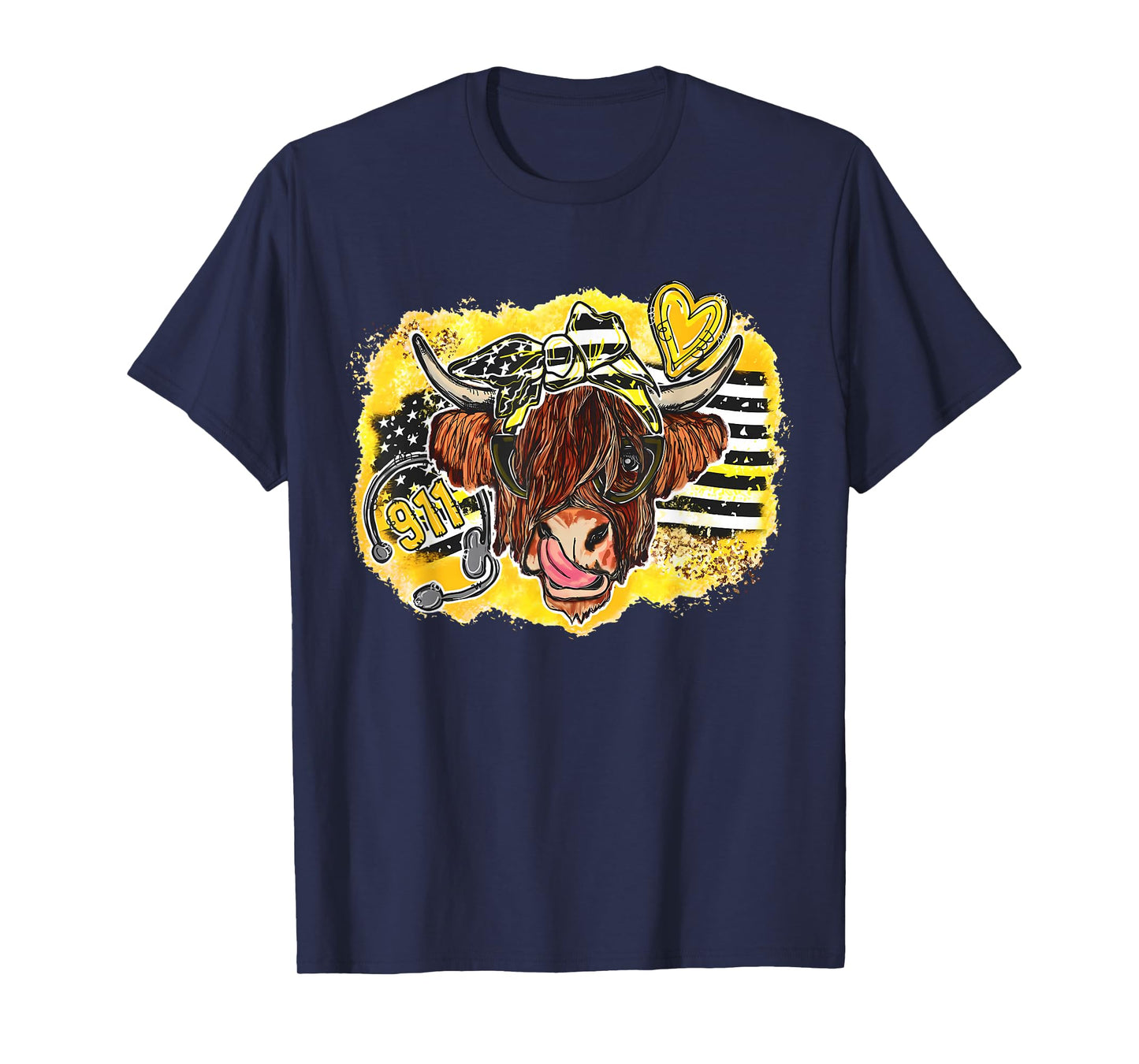 Funny Highland Cow 911 Dispatcher Emergency Paramedic ER T-Shirt