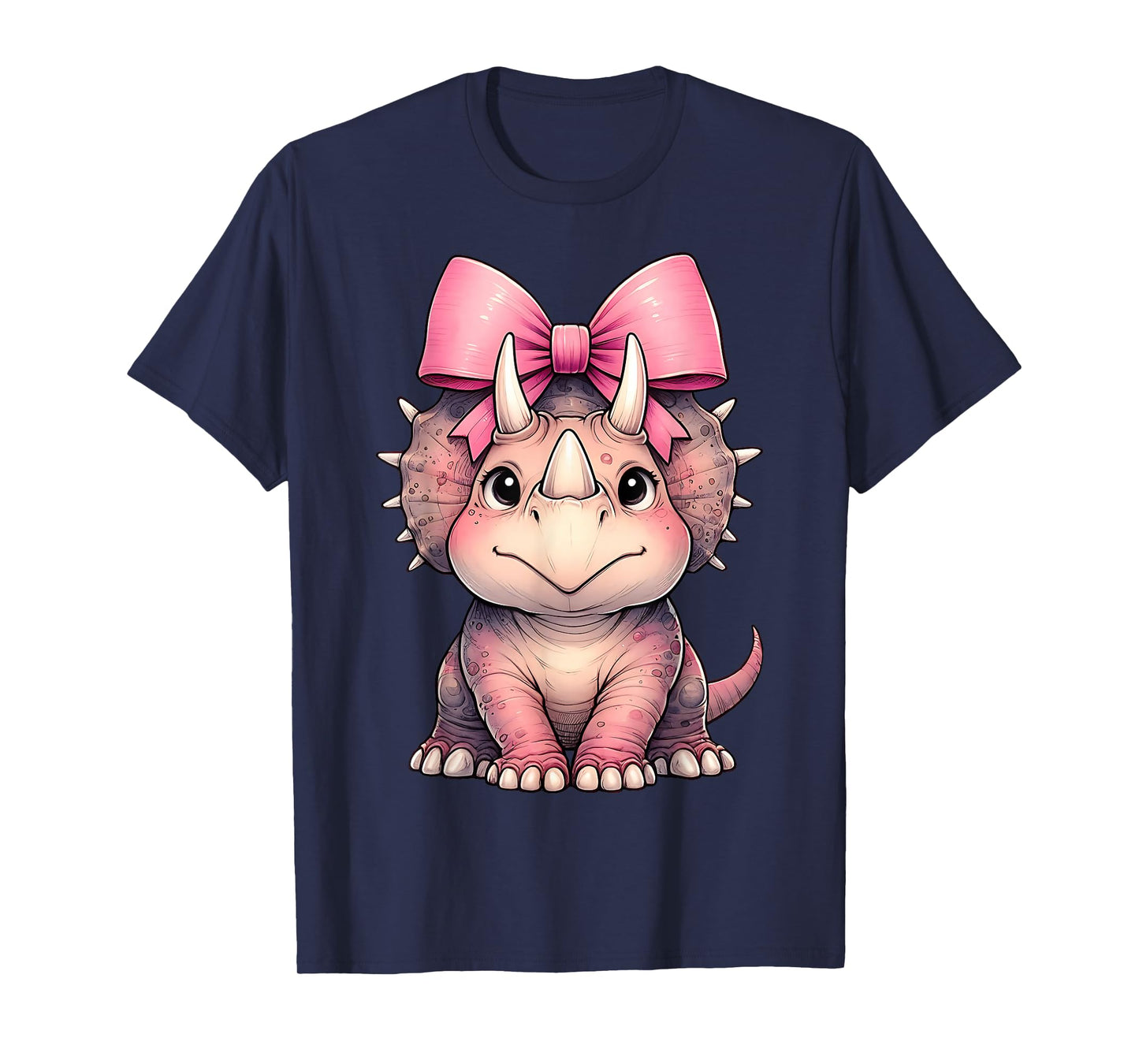 Coquette Bow Triceratops Dinosaur Pink Ribbon Mom Girl T-Shirt