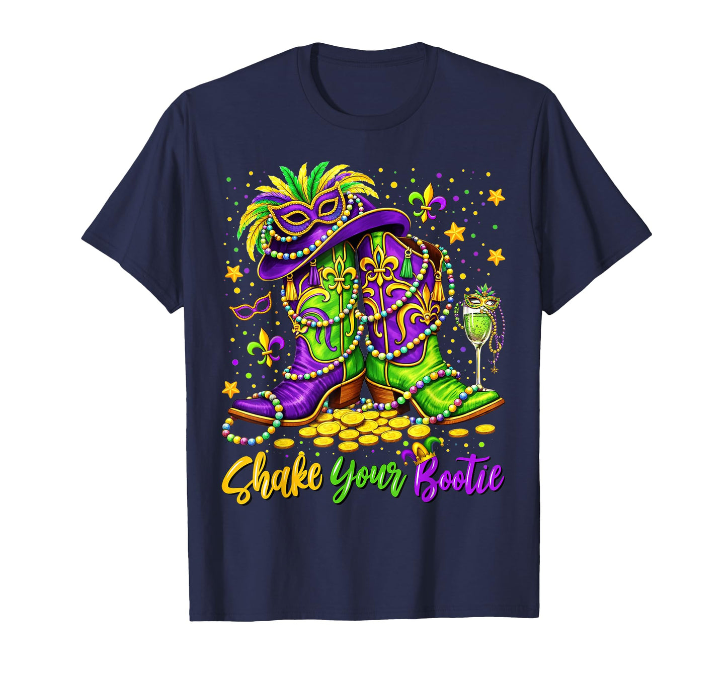 Shake Your Bootie Western Howdy Mardi Gras Boots Cowgirl T-Shirt