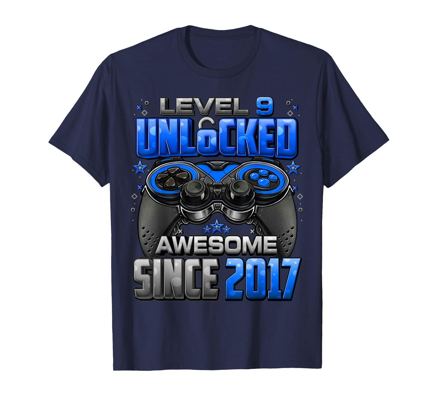 Level 9 Unlocked Awesome Since 2017 9th Birthday Gaming T-Shirt