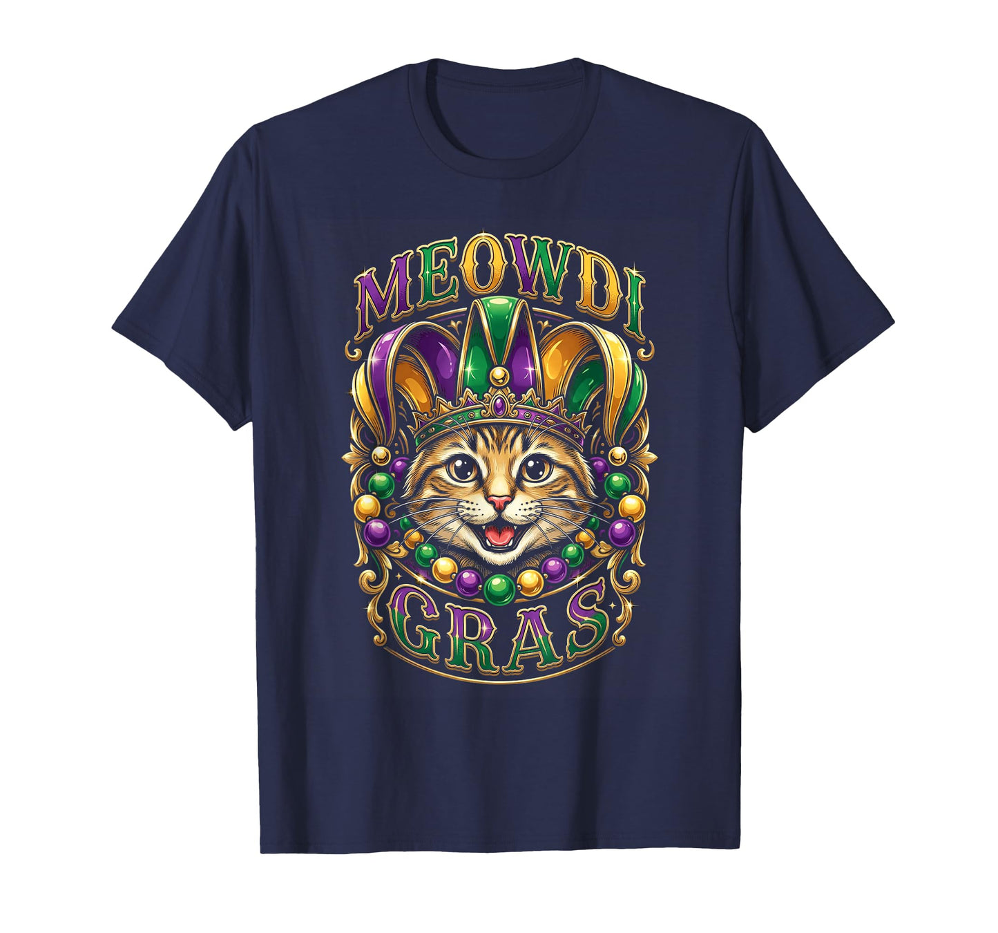 Meowdi Gras Cat Mardi Gras Fat Tuesday Carnival New Orleans T-Shirt