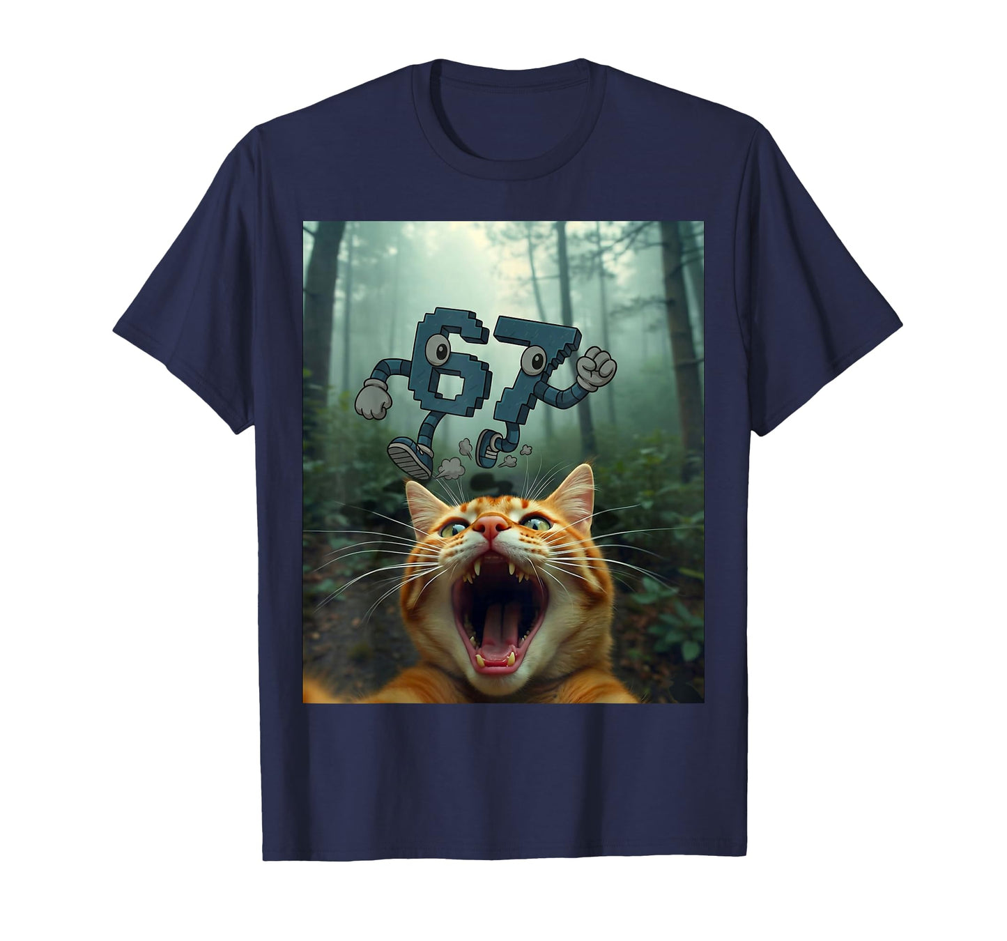 Funny 67 Cat Selfie 6 7 Brainrot Teen Boys Meme Hands Kids T-Shirt