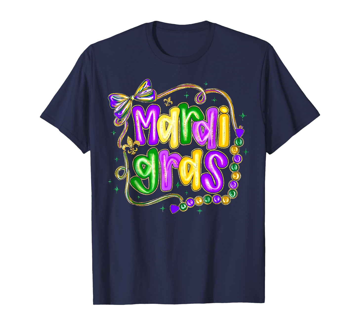 Mardi Gras Festival New Orleans Fleur De Lis Coquette Bow T-Shirt