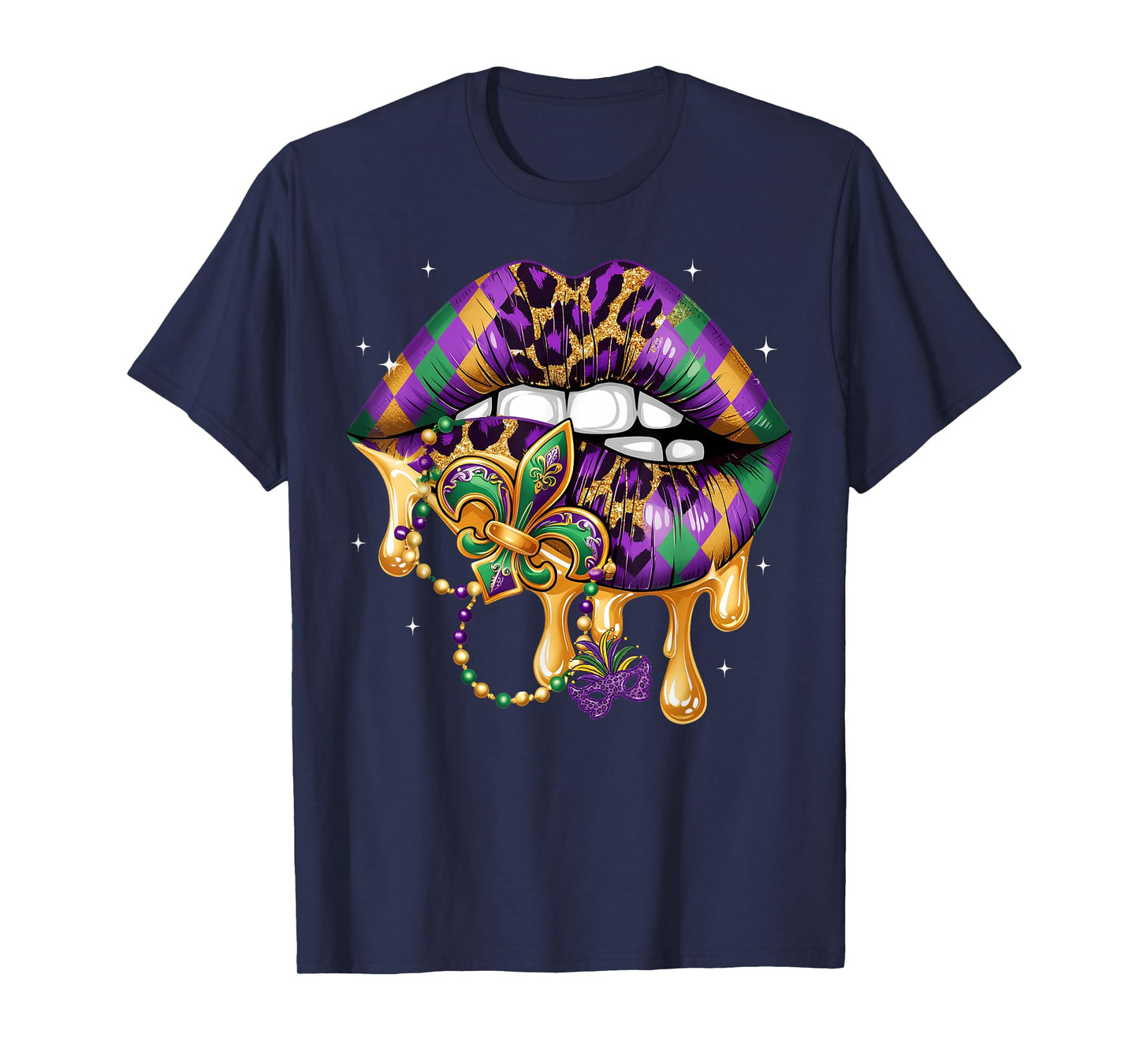 Mardi Gras Lip Women Girl Fleur De Lis Costume Funny T-Shirt