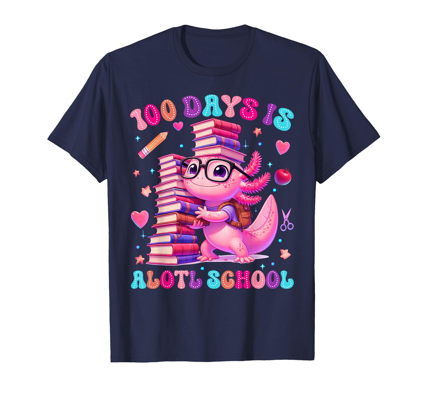 100 Days is Axolotl School Funny Kids Boys Girls T-Shirt