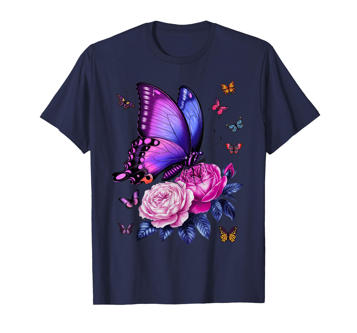 Beautiful Butterfly Purple Rose Butterfly Lovers Women T-Shirt