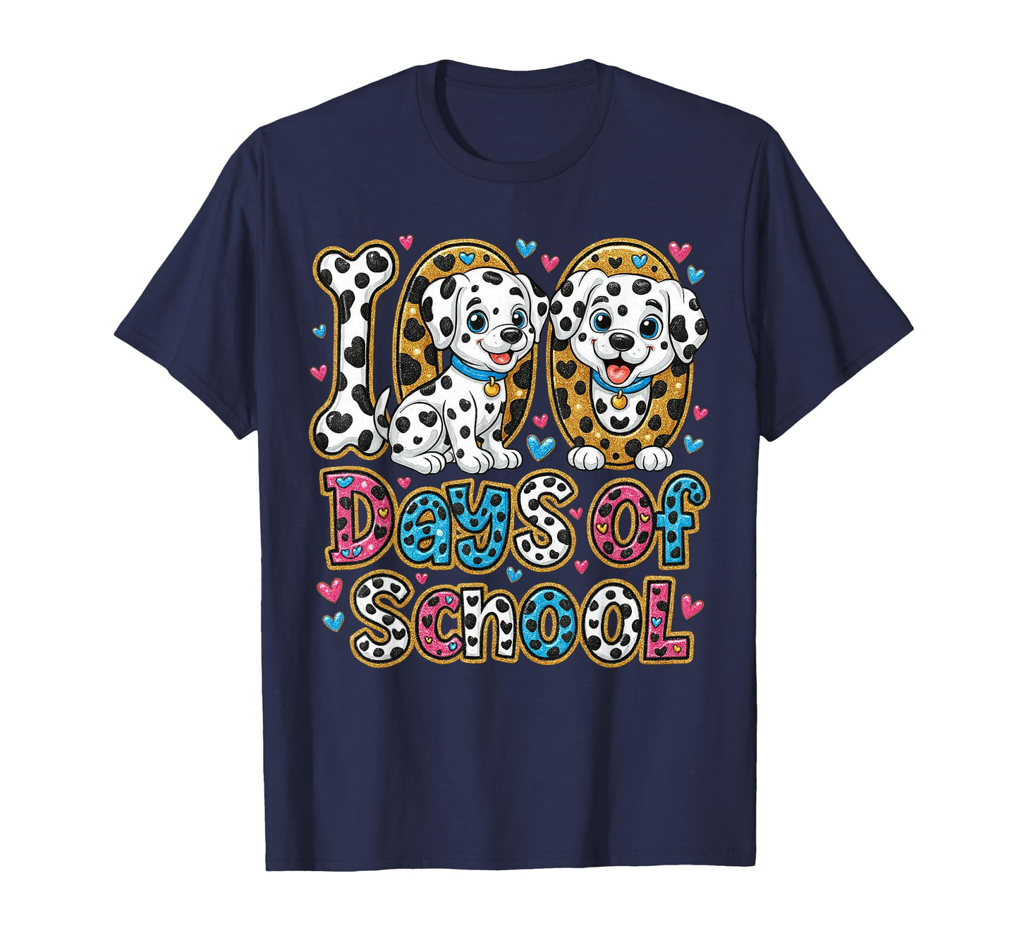 Preppy 100 Days of School Dalmatian Dog Teachers Kids T-Shirt